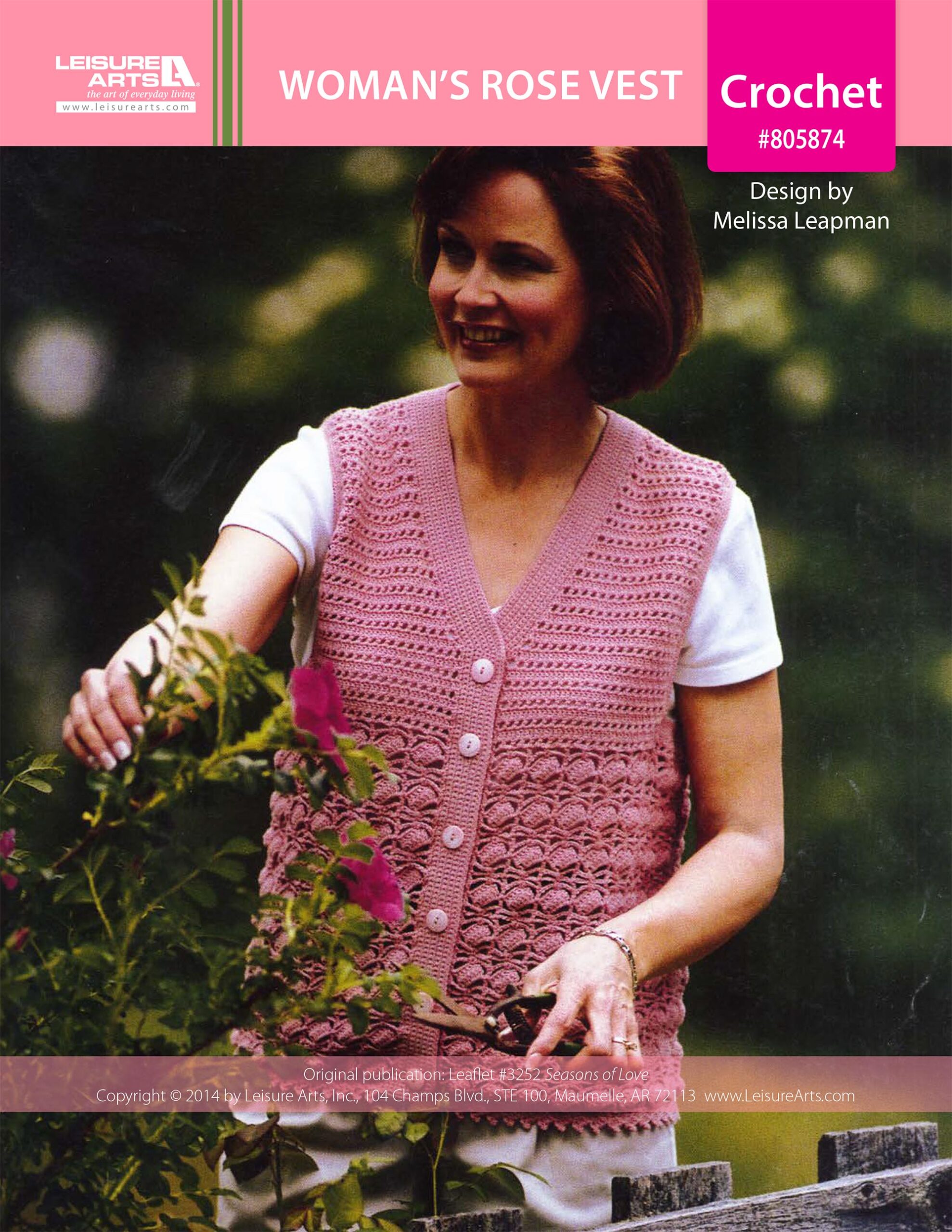 Leisure Arts Seasons of Love Womans Rose Vest Crochet ePattern