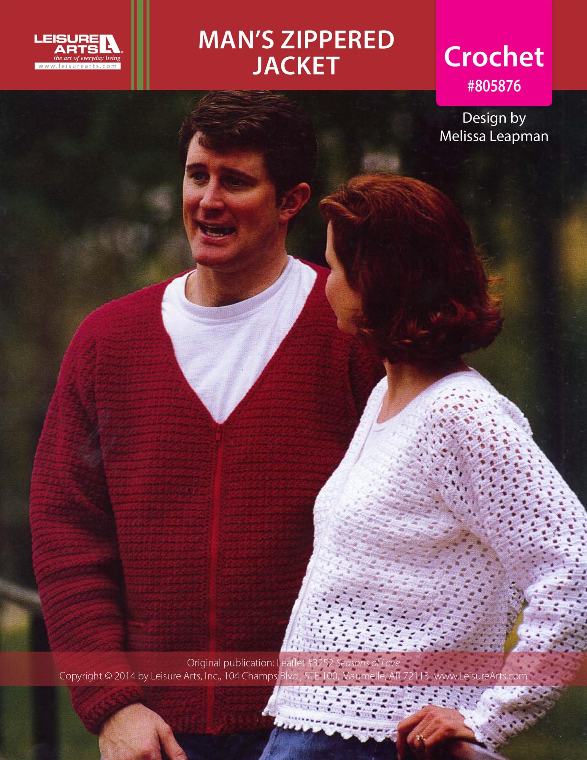 Leisure Arts Seasons of Love Mans Zippered Jacket Crochet ePattern