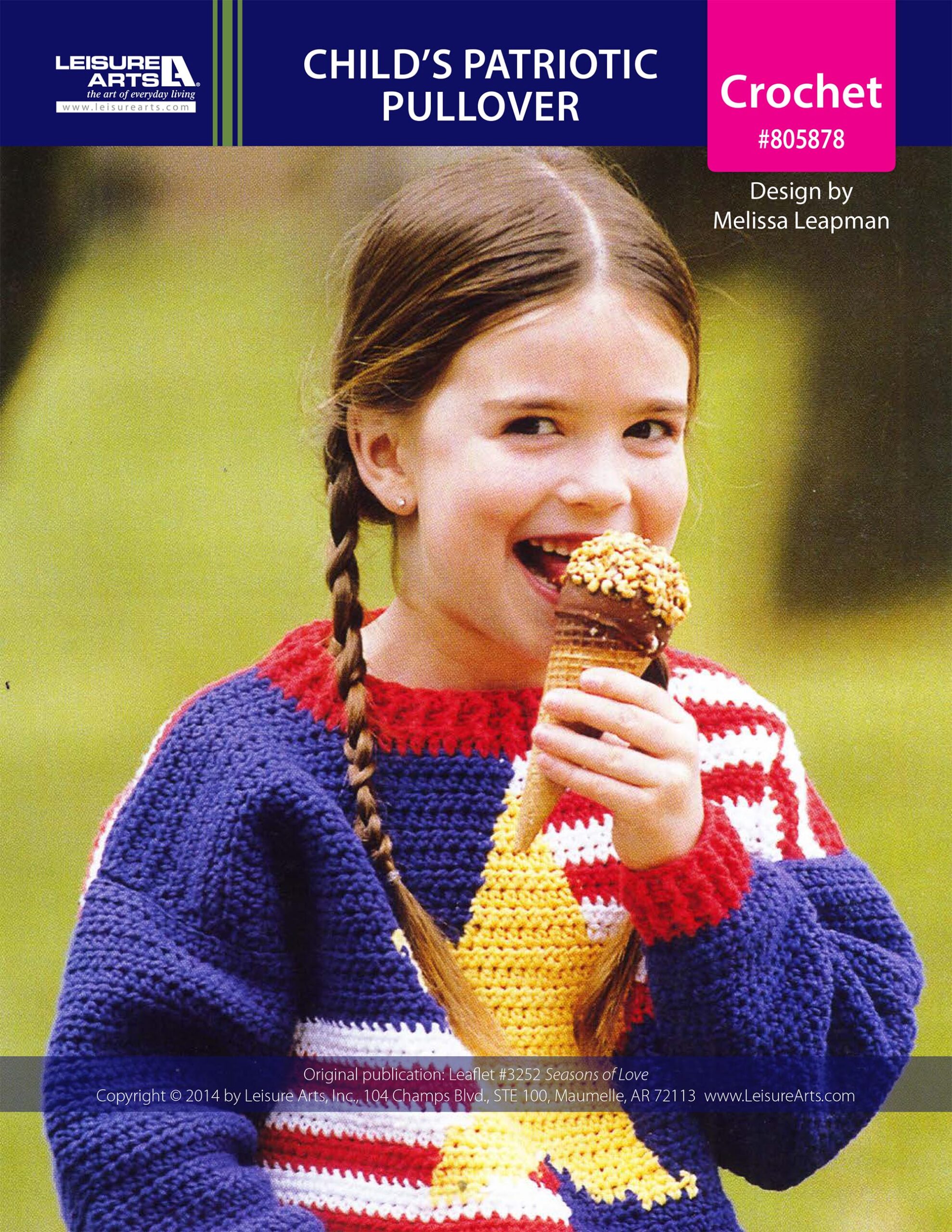 Leisure Arts Seasons of Love Childs Patriotic Pullover Crochet ePattern