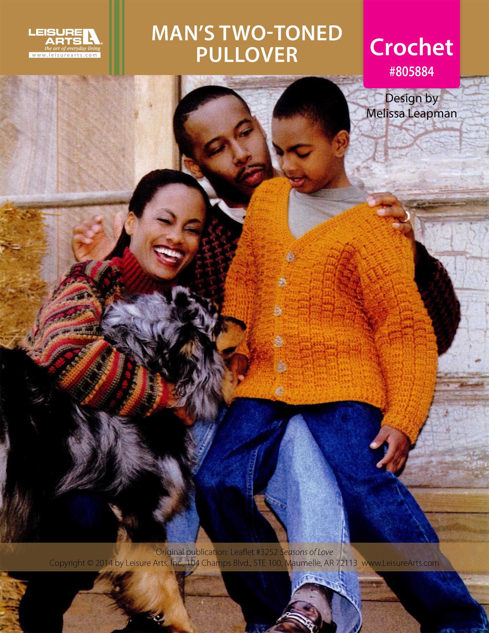 Leisure Arts Seasons of Love Mans TwoToned Pullover Crochet ePattern