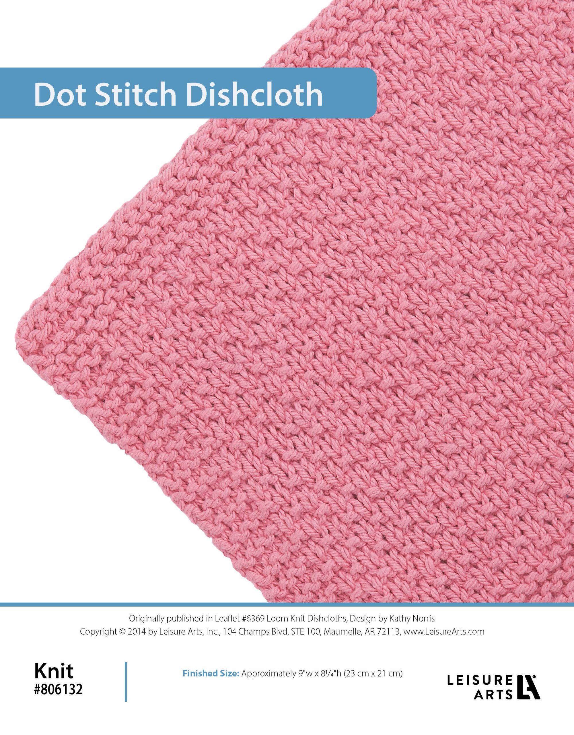 Leisure Arts ePattern Loom Knit Dishcloths Dot Stitch Dishcloth