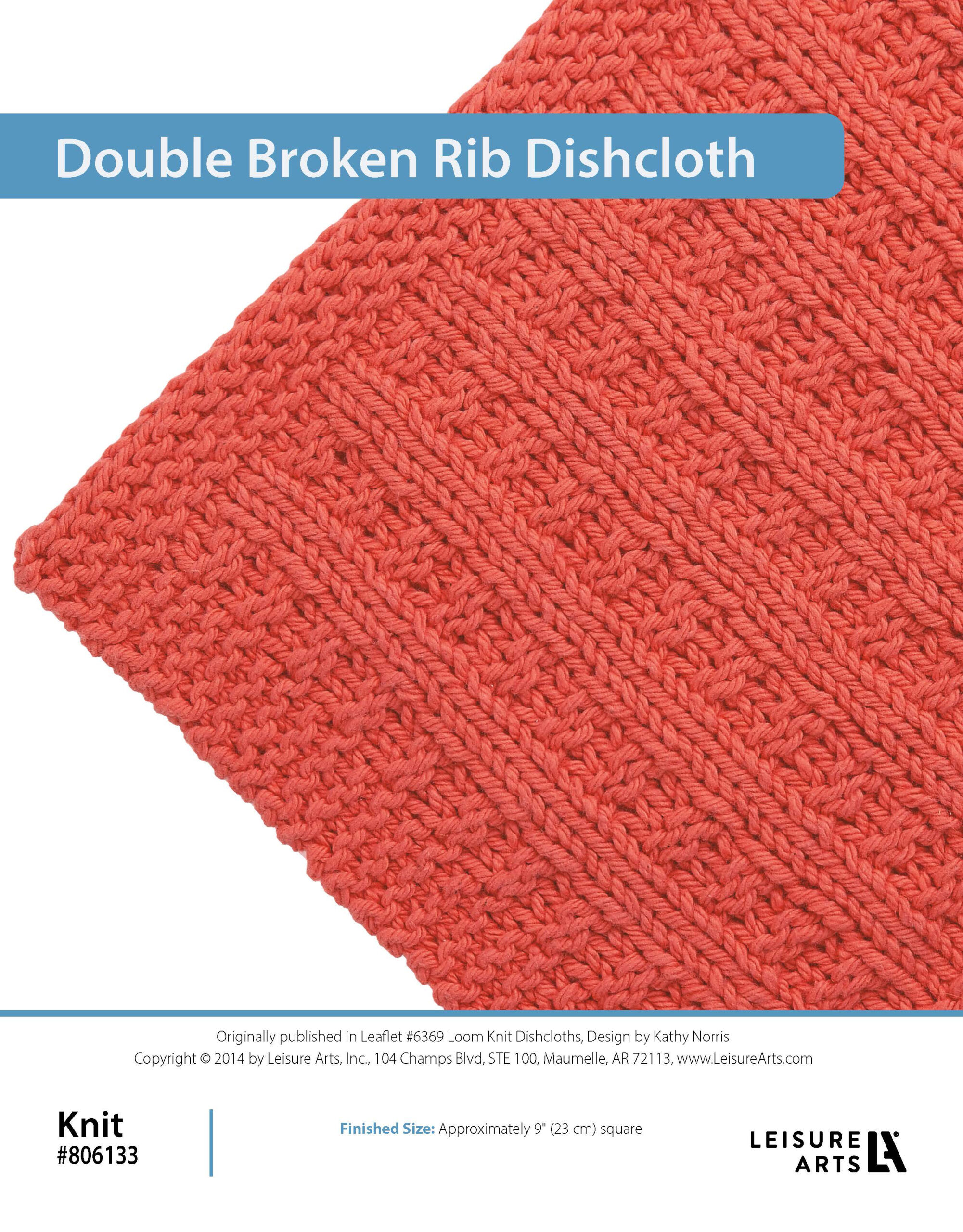 Leisure Arts ePattern Loom Knit Dishcloths Double Broken Rib Dishcloth