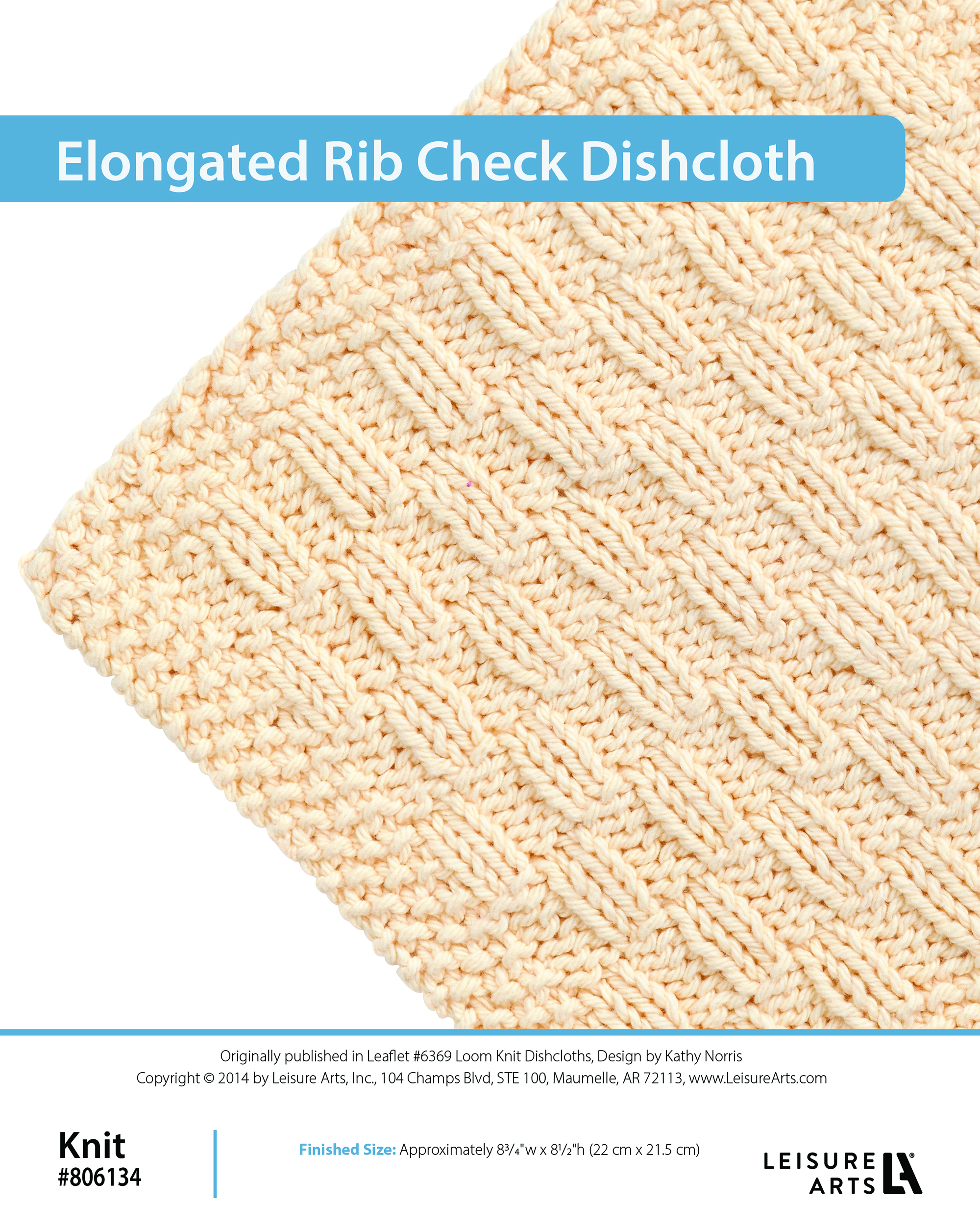 Leisure Arts Leisure Arts Loom Knit Dishcloths Elongated Rib Check Dishcloth ePattern