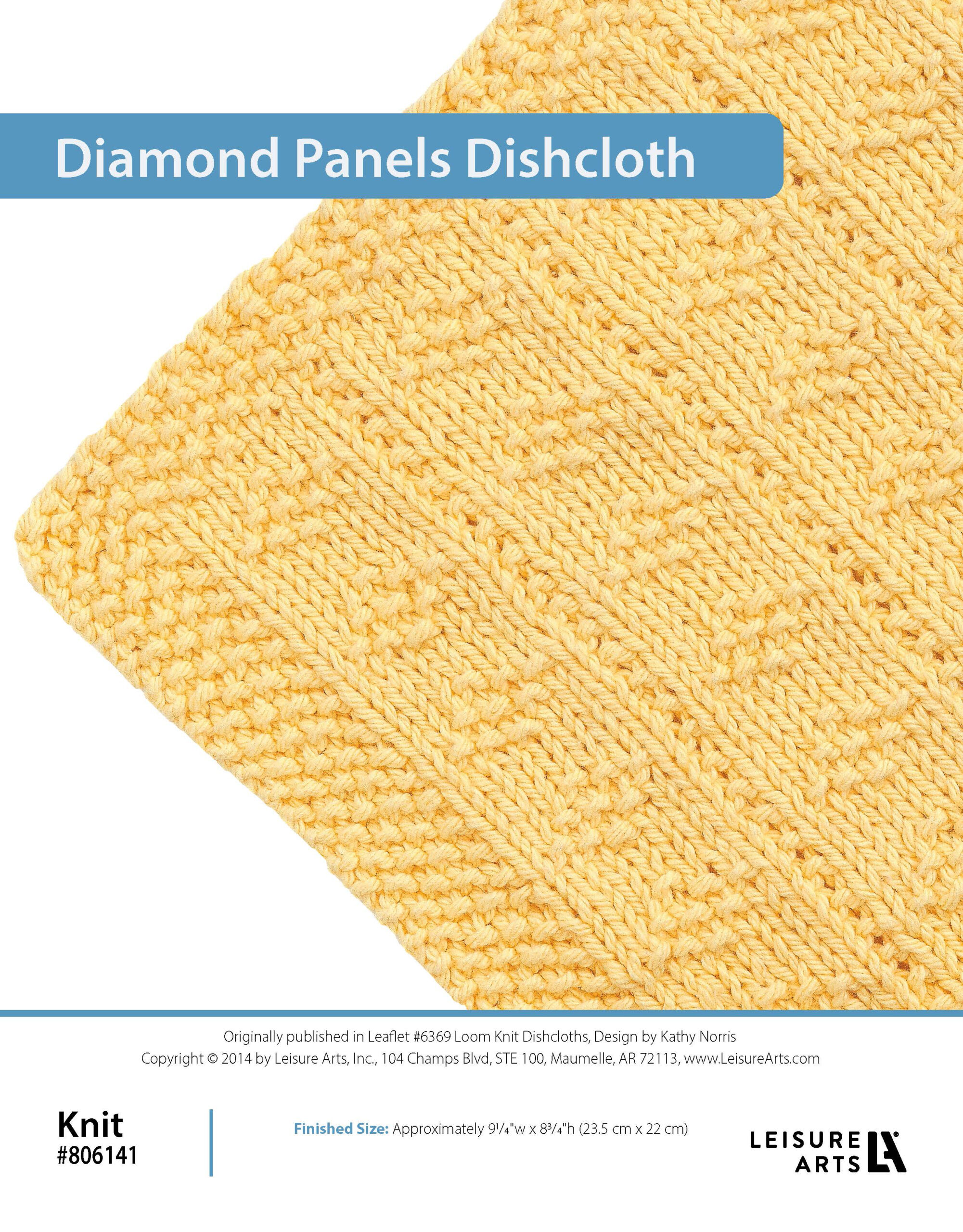 Leisure Arts ePattern Loom Knit Dishcloths Diamond Panels Dishcloth