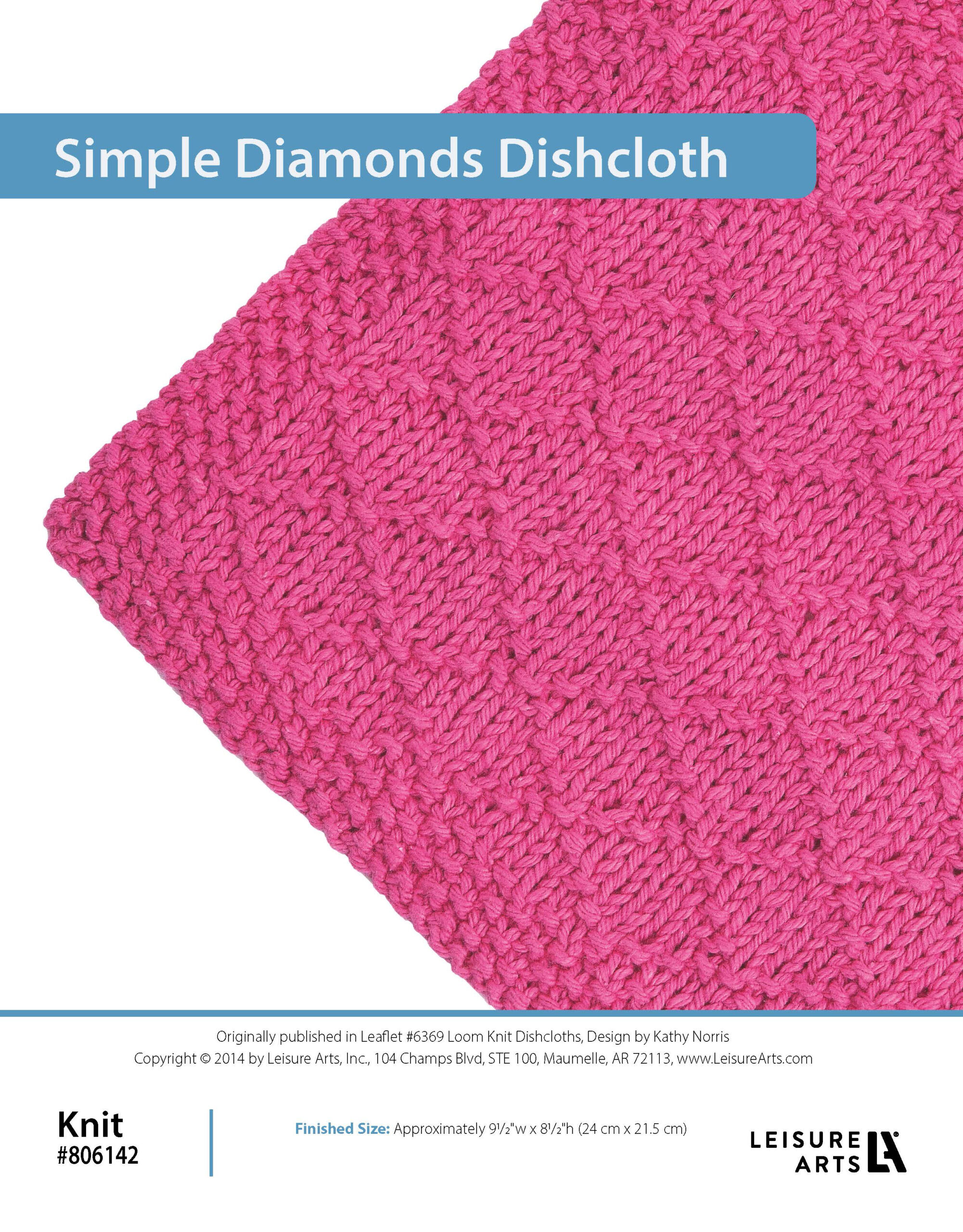 Leisure Arts ePattern Loom Knit Dishcloths Simple Diamonds Dishcloth