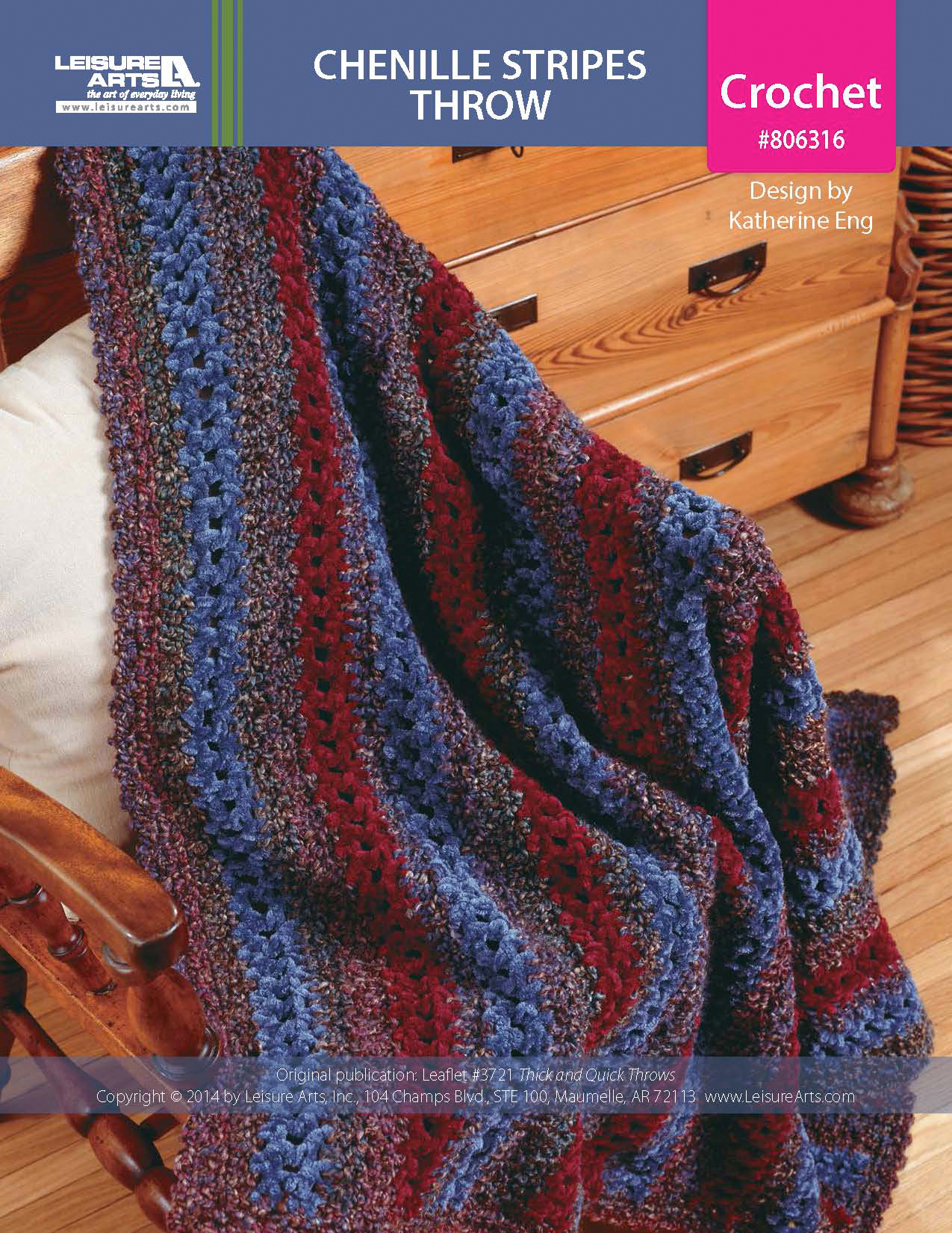 Leisure Arts Thick Quick Throws Chenille Stripes Crochet ePattern