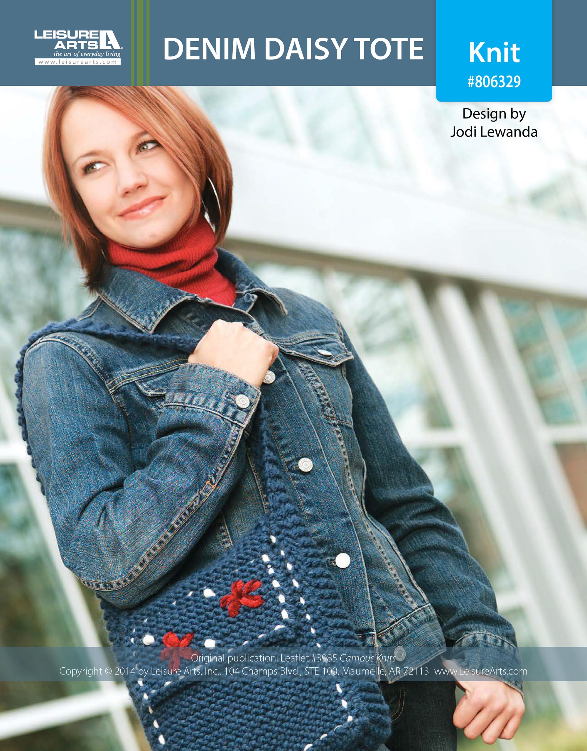 Leisure Arts Denim Daisy Tote Knit ePattern