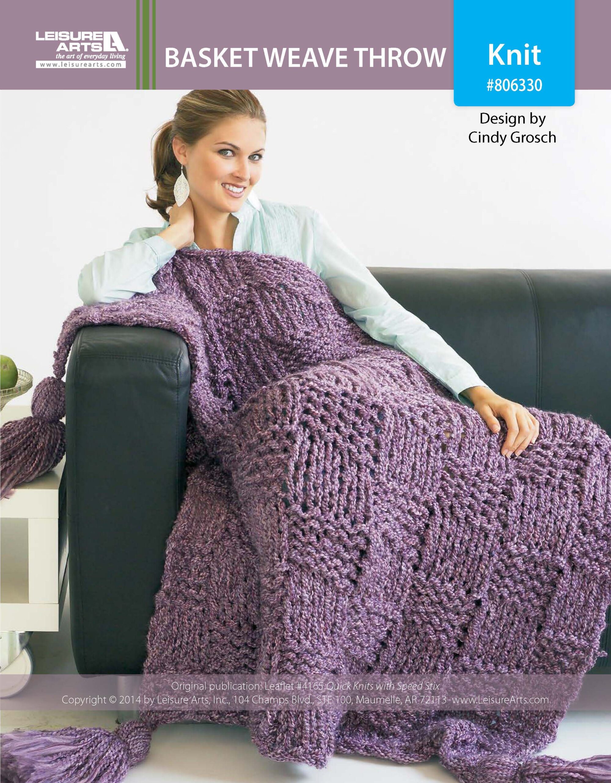 Leisure Arts Quick Knits With Speed Stix Basket Weave Throw ePattern