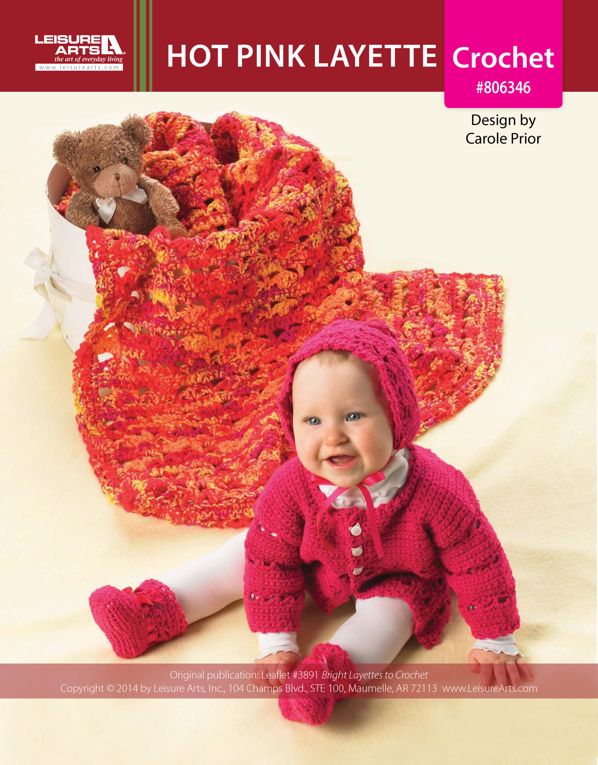 Leisure Arts Bright Layettes To Crochet Hot Pink ePattern