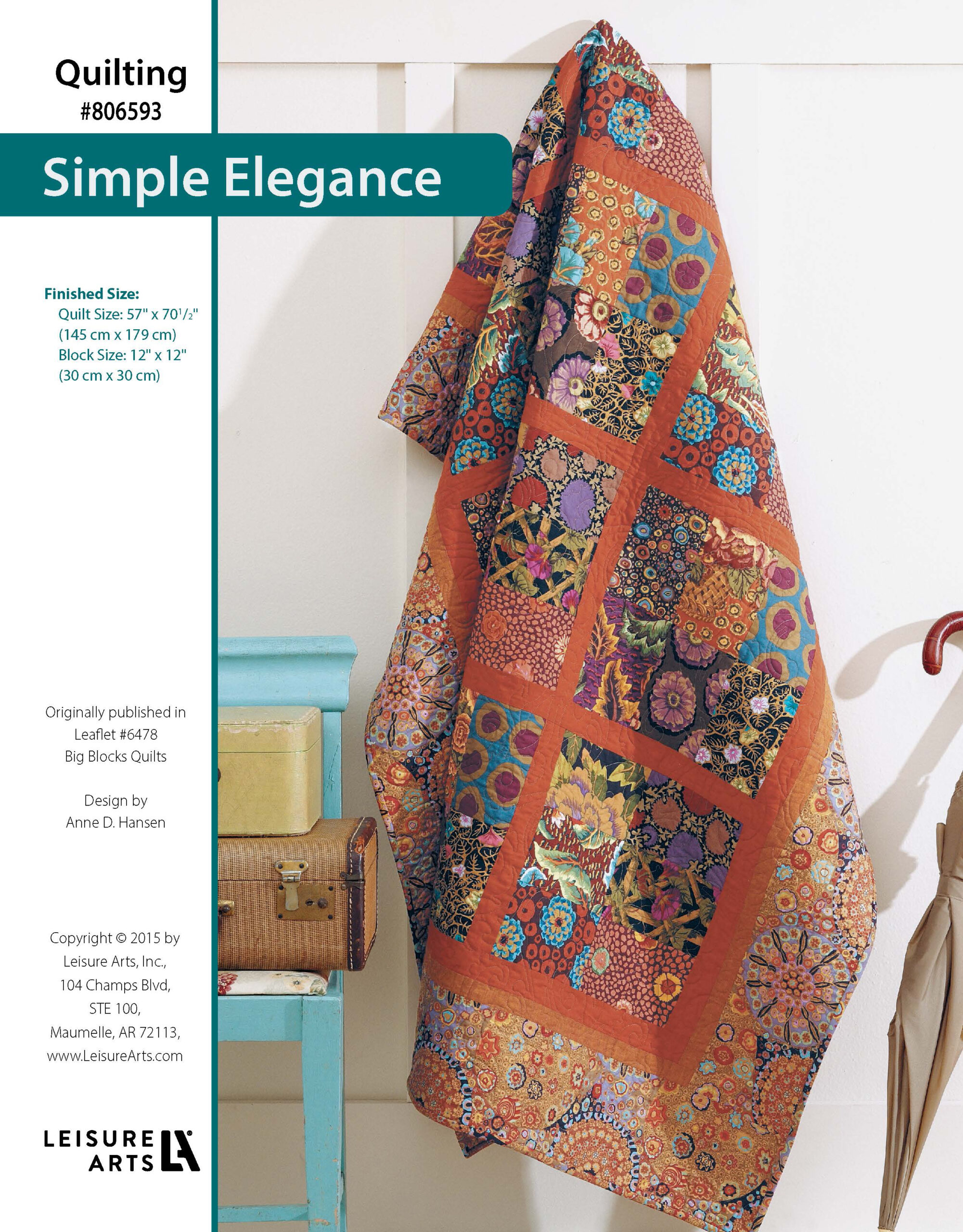 Leisure Arts Big Block Quilts Simple Elegance ePattern