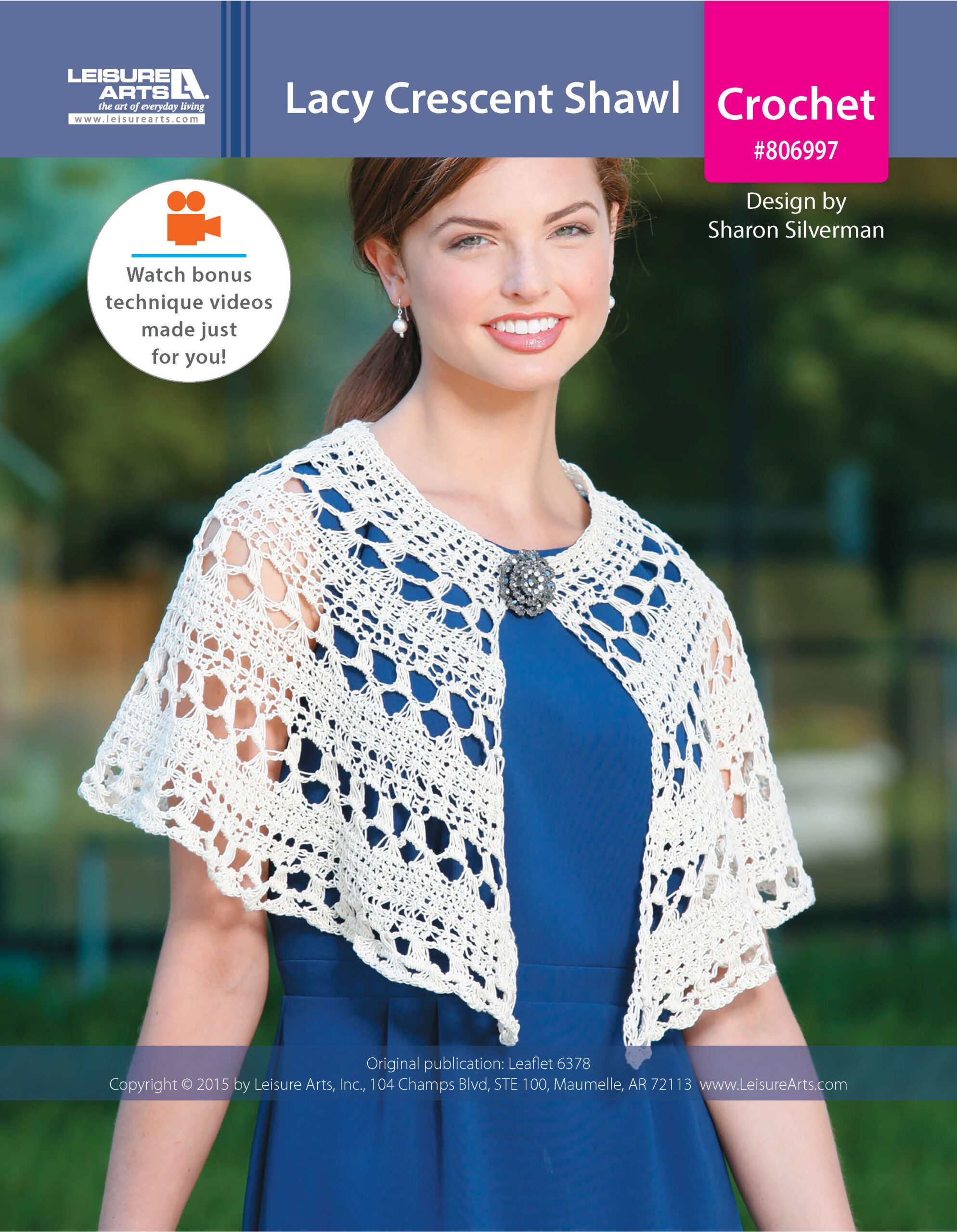 Leisure Arts Tunisian Shawls Lacy Crescent Shawl Crochet ePattern