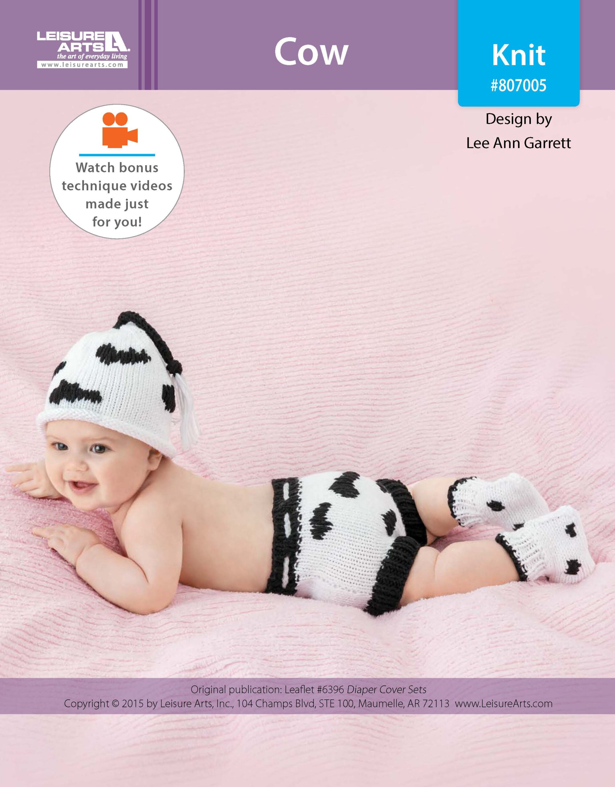 Leisure Arts Diaper Cover Sets Cow ePattern