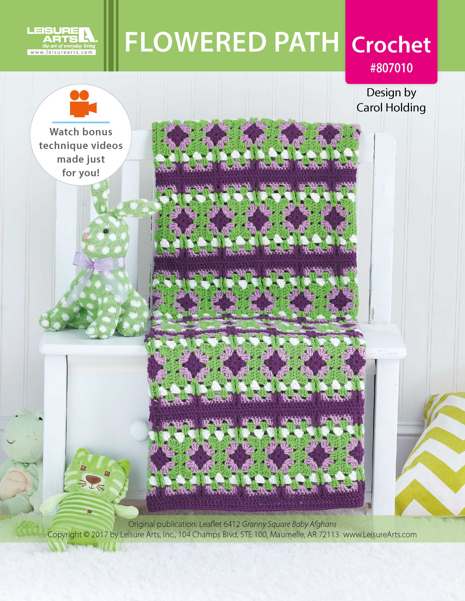 Leisure Arts Granny Square Baby Afghans Flowered Path ePattern