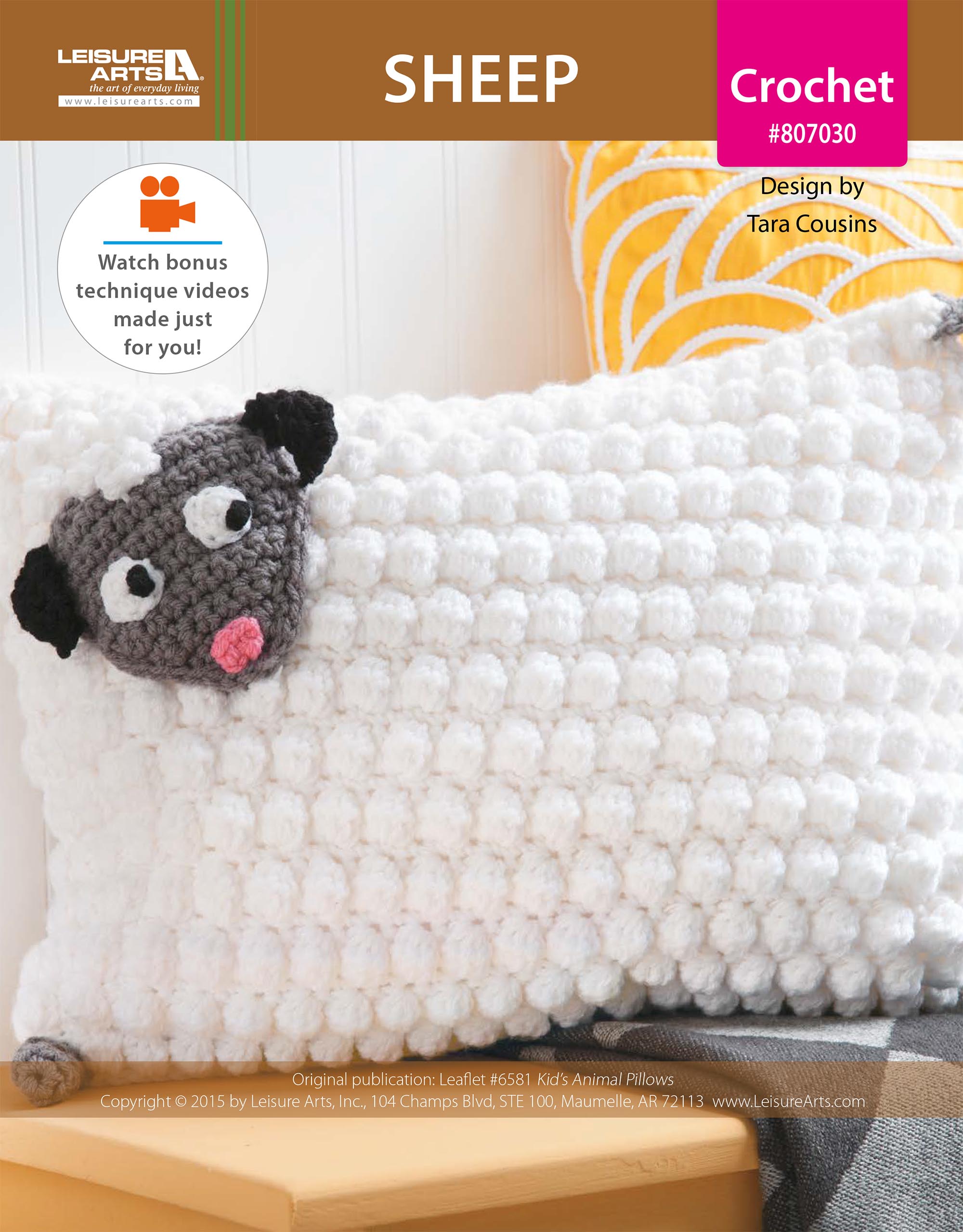 Leisure Arts Kids Animal Pillows Sheep Crochet ePattern
