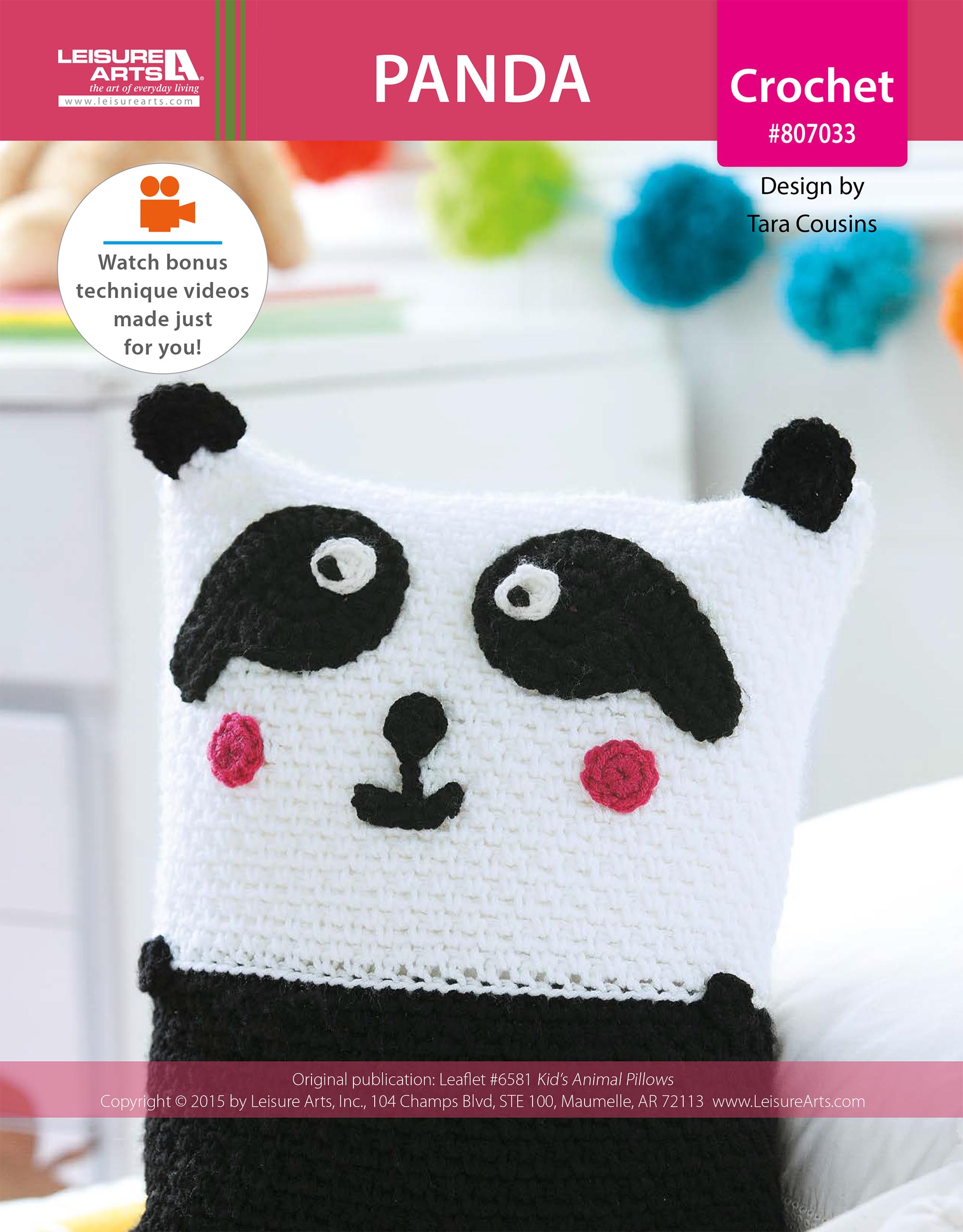 Leisure Arts Kids Animal Pillows Panda Crochet ePattern