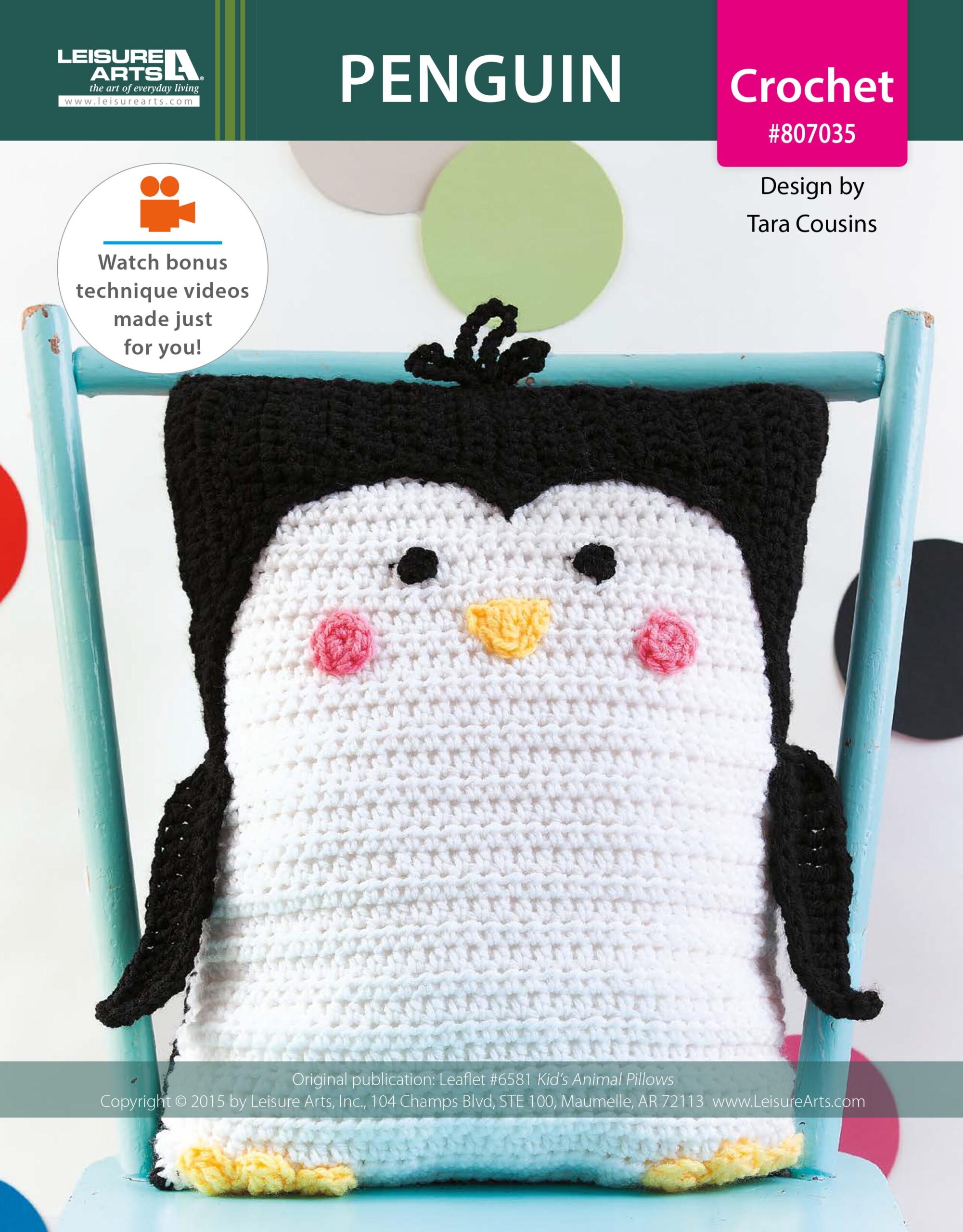 Leisure Arts Kids Animal Pillows Penguin Crochet ePattern