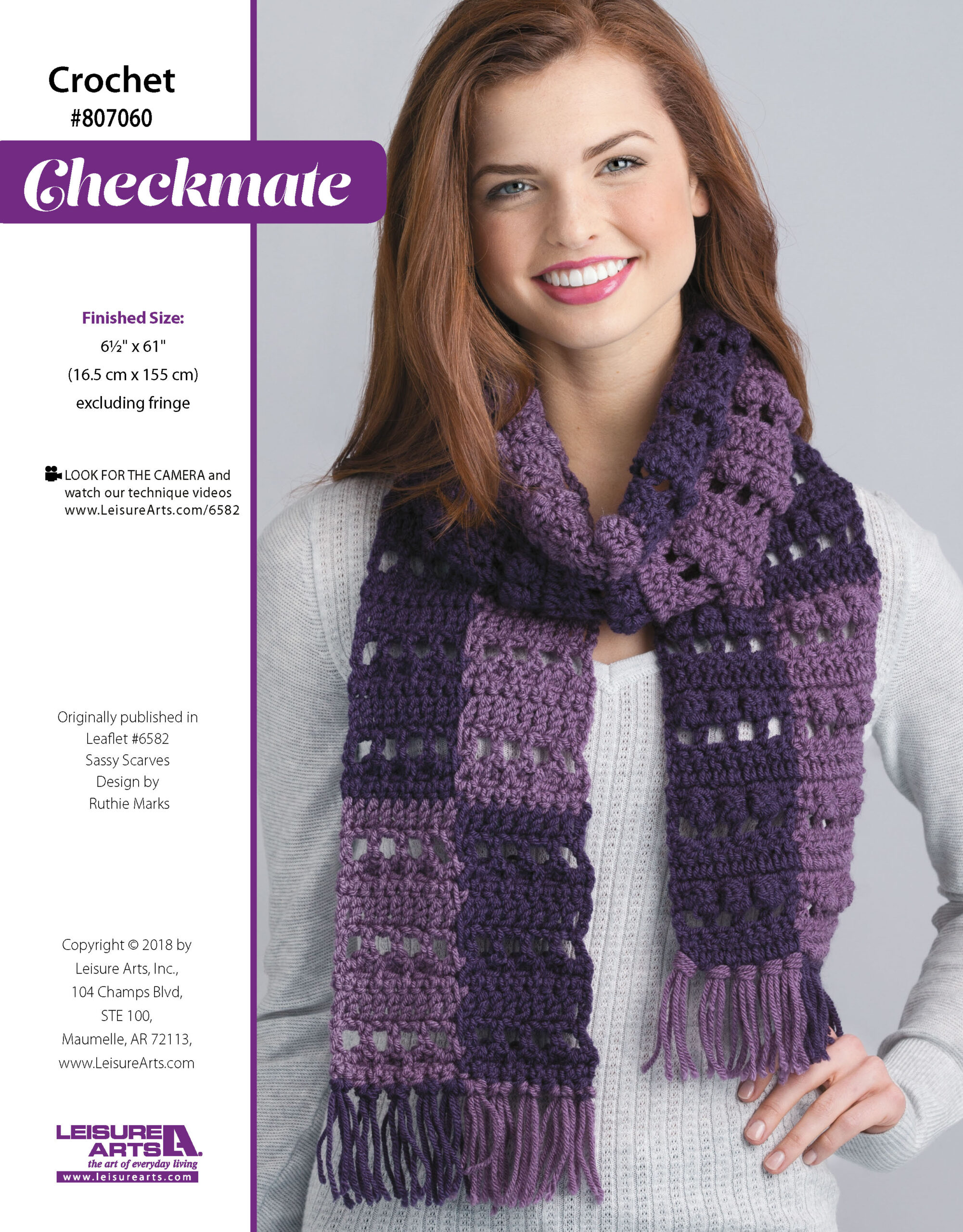 Leisure Arts Sassy Scarves Crochet Checkmate ePattern