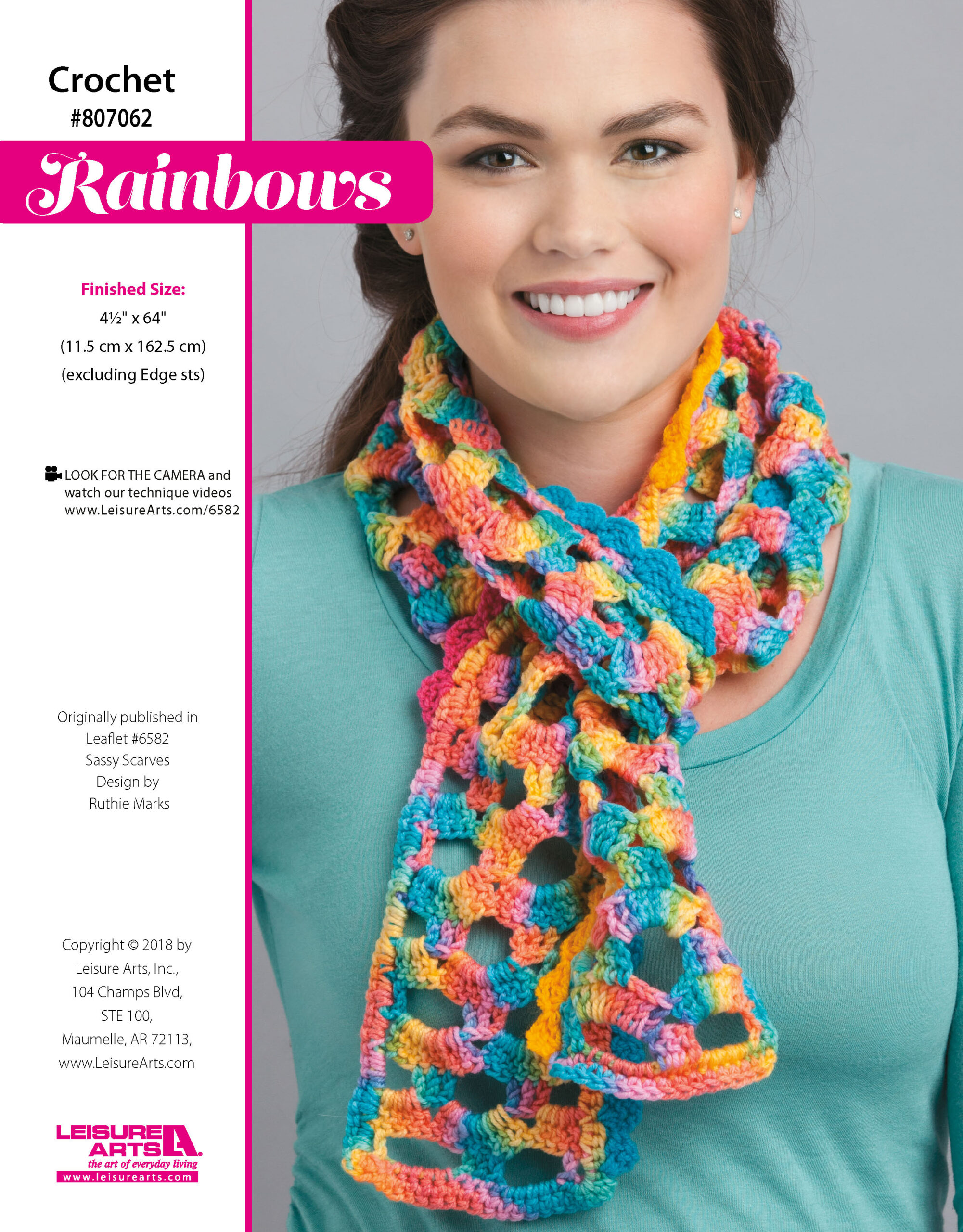 Leisure Arts Sassy Scarves Crochet Rainbows ePattern