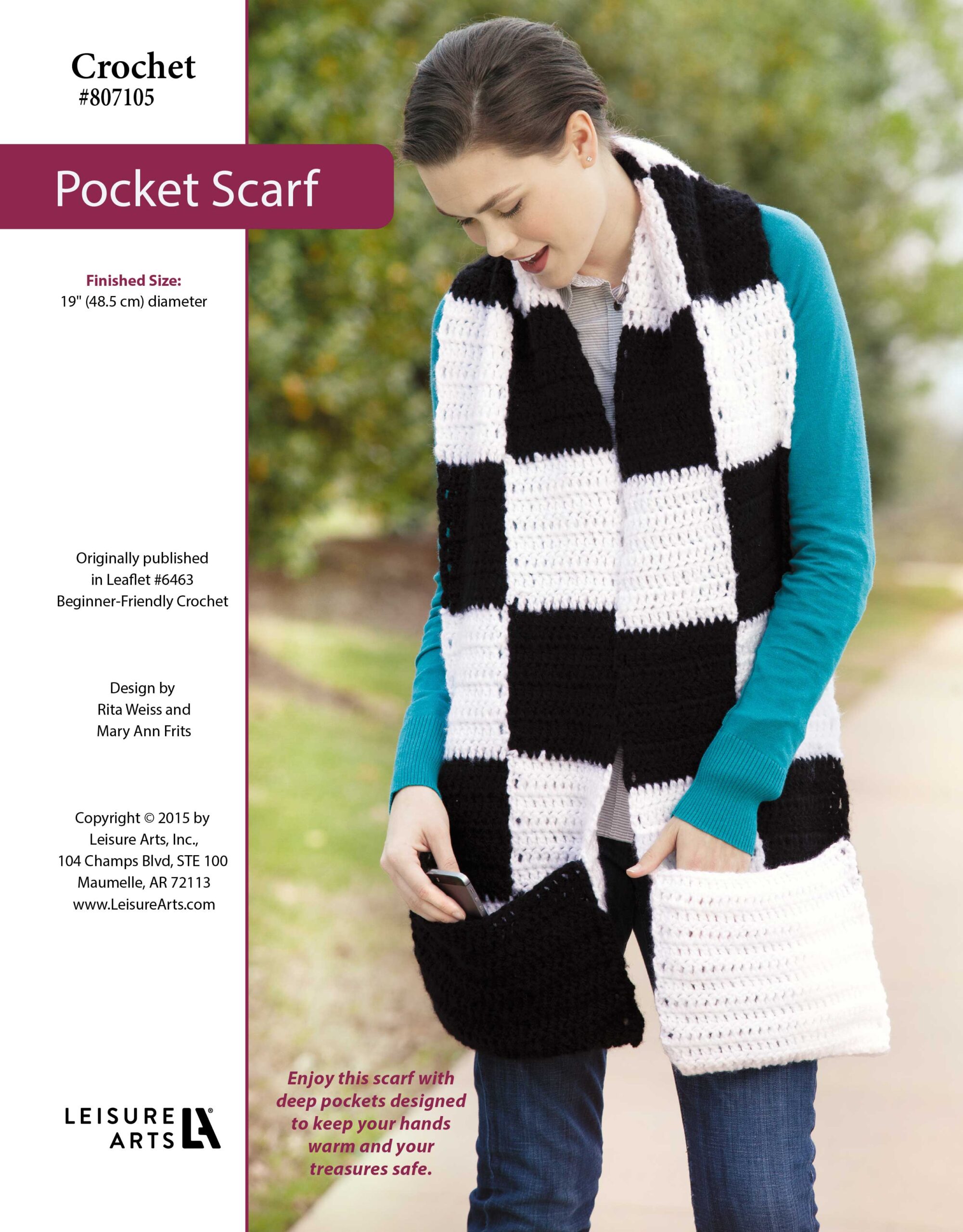 Leisure Arts Beginner Friendly Crochet Pocket Scarf ePattern
