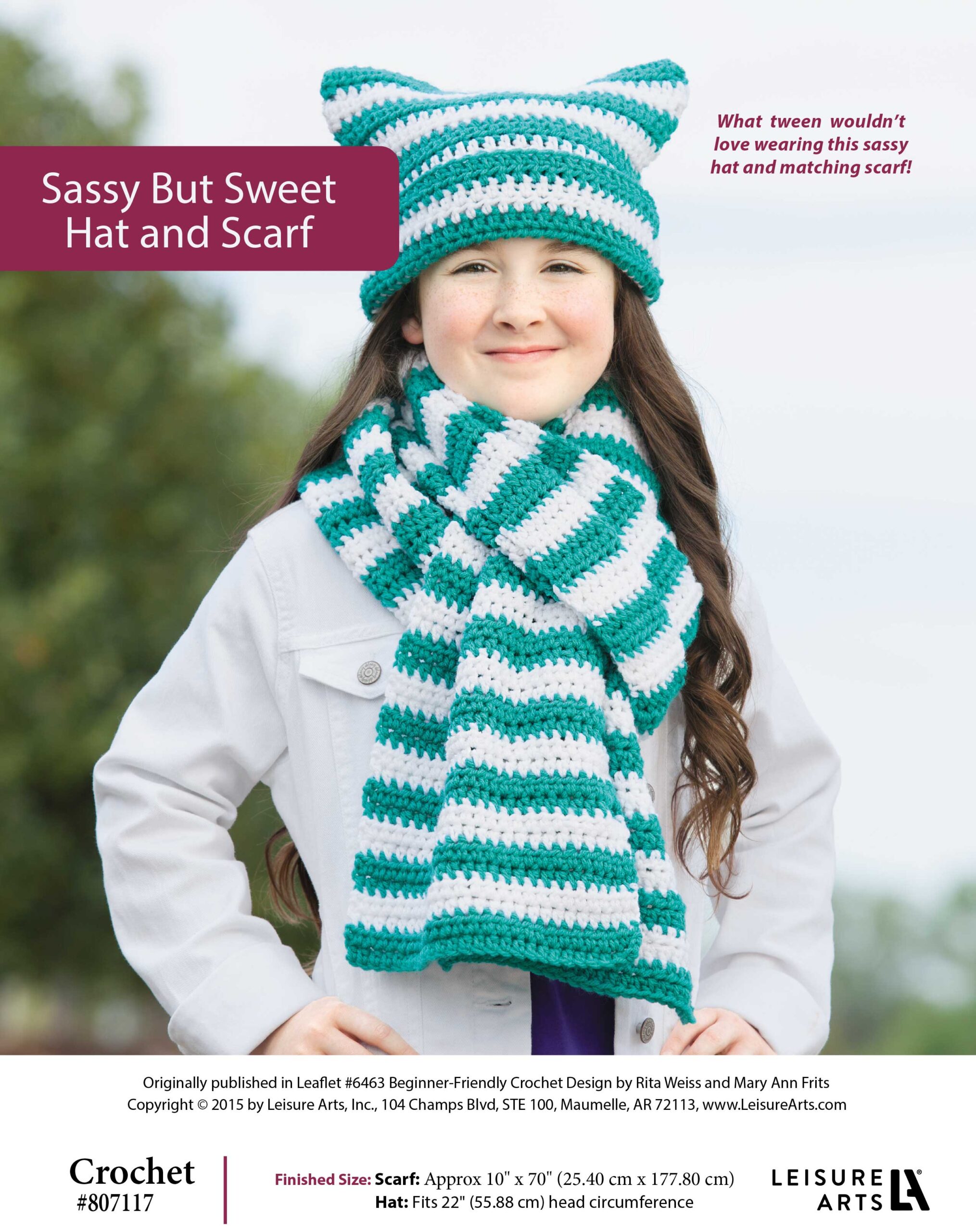Leisure Arts Beginner Friendly Crochet Sassy But Sweet Hat Scarf ePattern