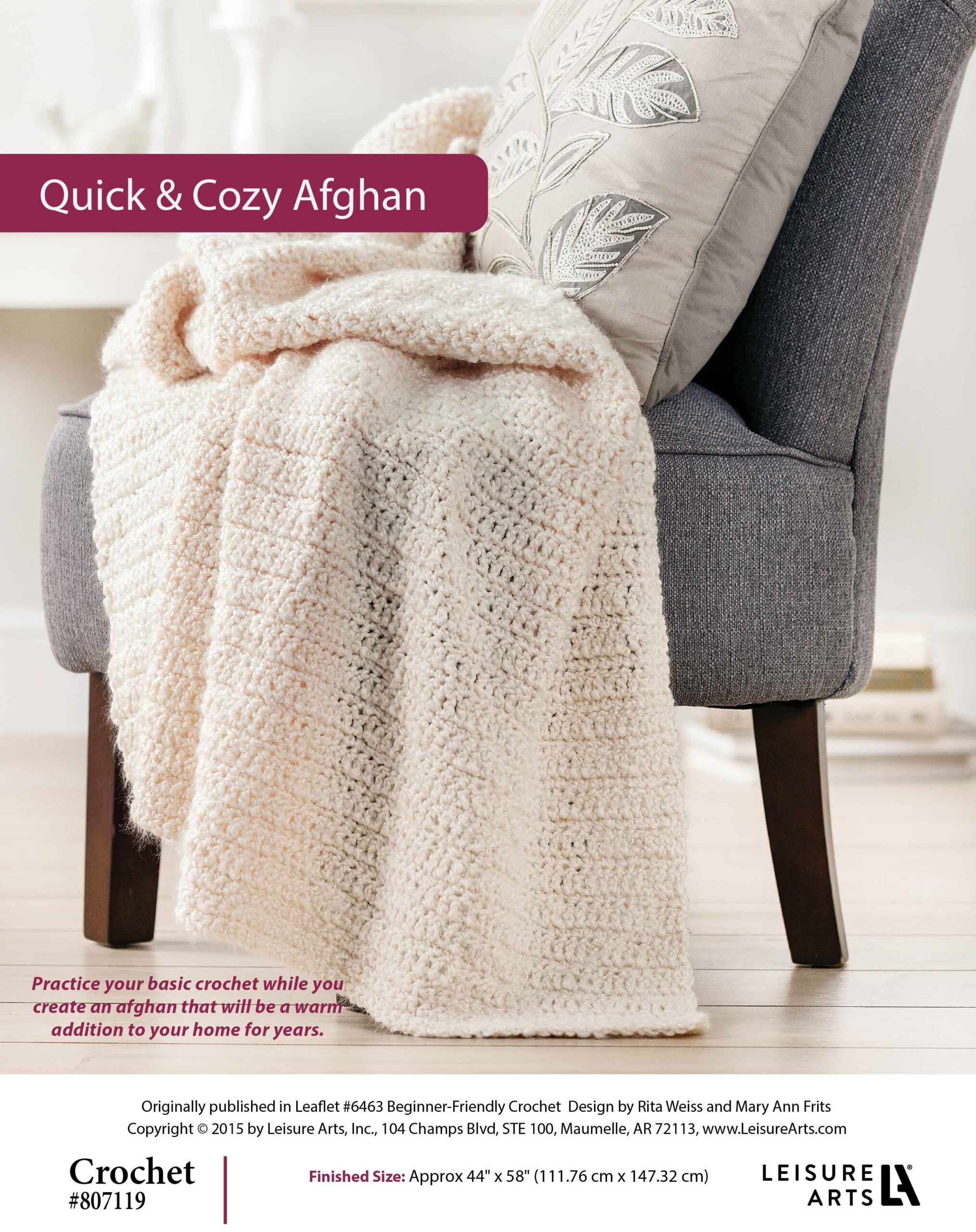 Leisure Arts Beginner Friendly Crochet Quick Cozy Afghan ePattern