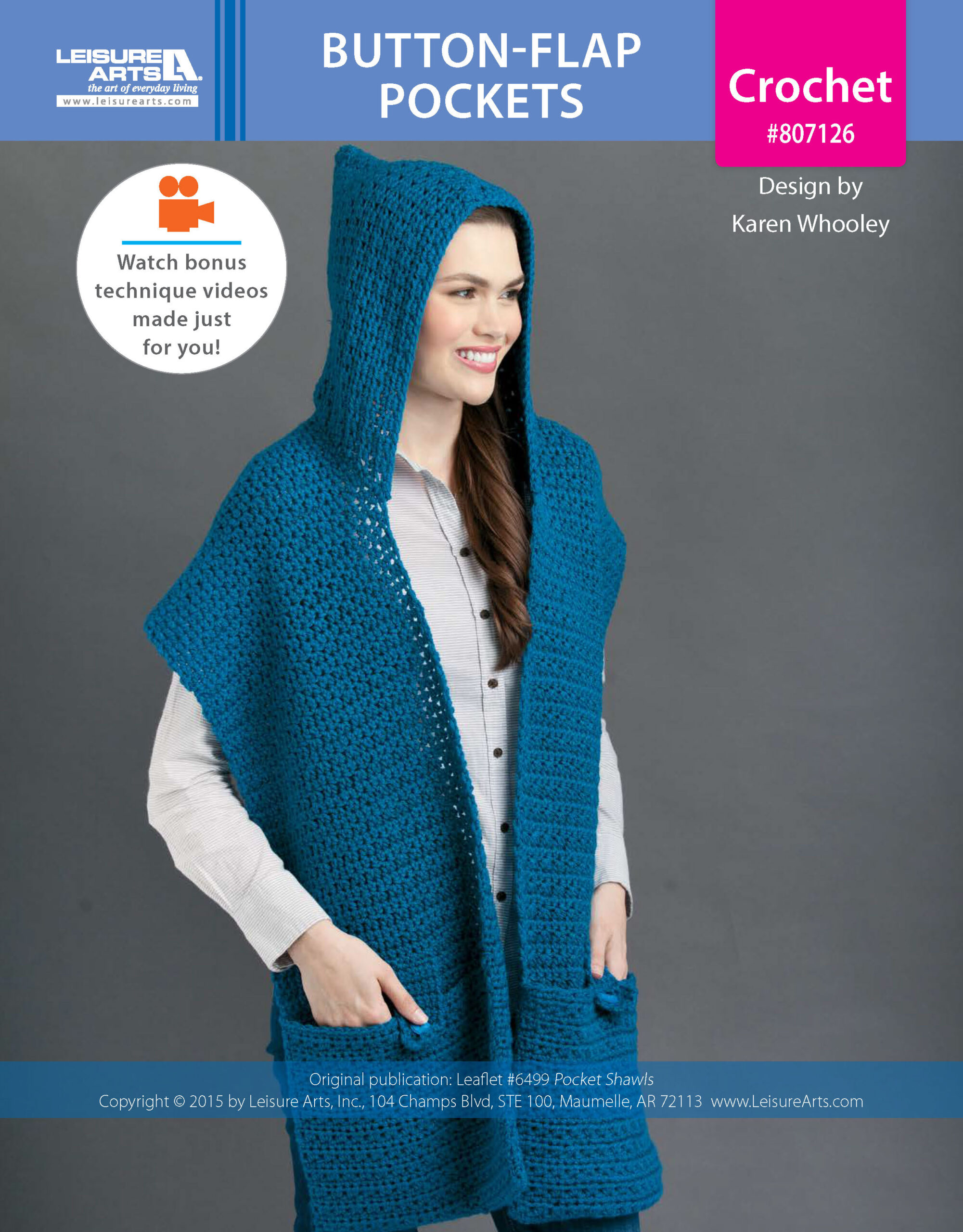 Leisure Arts Pocket Shawls ButtonFlap Pocket Crochet ePattern