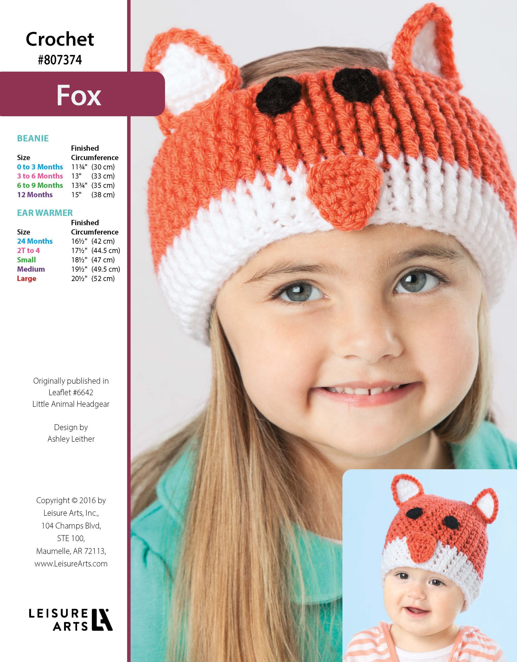 Leisure Arts Little Animals Headgear Fox Crochet ePattern