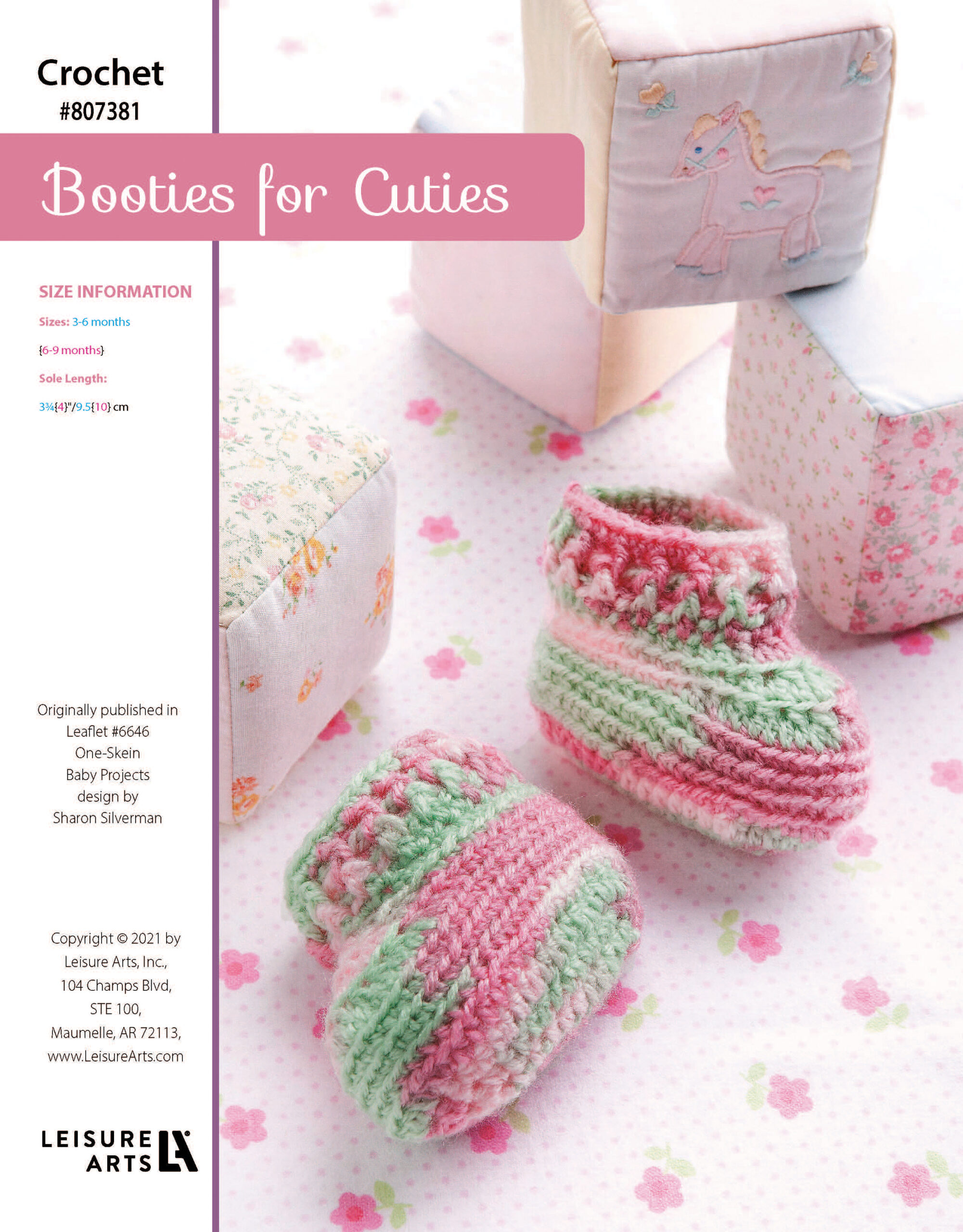 Leisure Arts One Skein Baby Projects Booties For Cuties Crochet ePattern