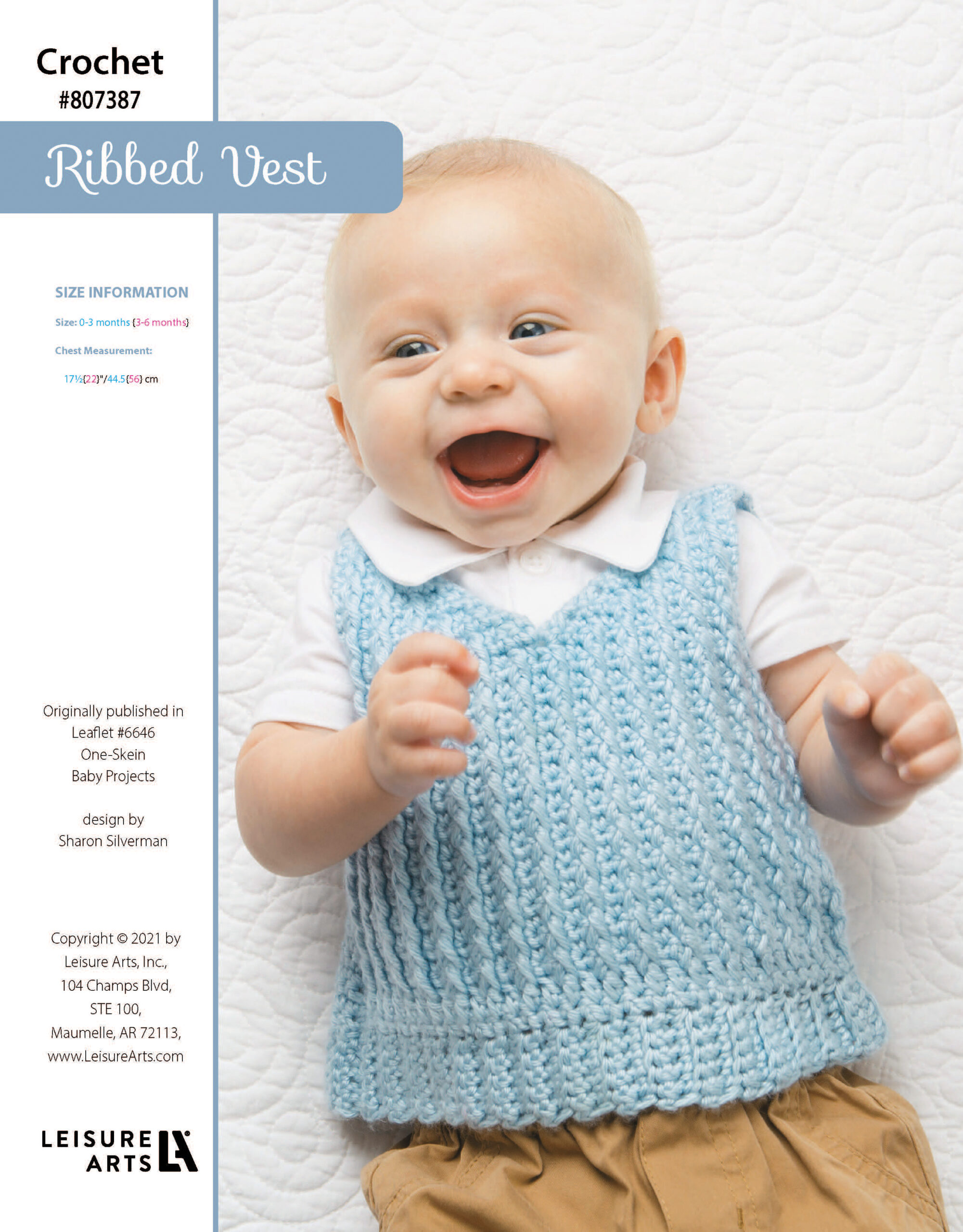 Leisure Arts One Skein Baby Projects Ribbed Vest Crochet ePattern