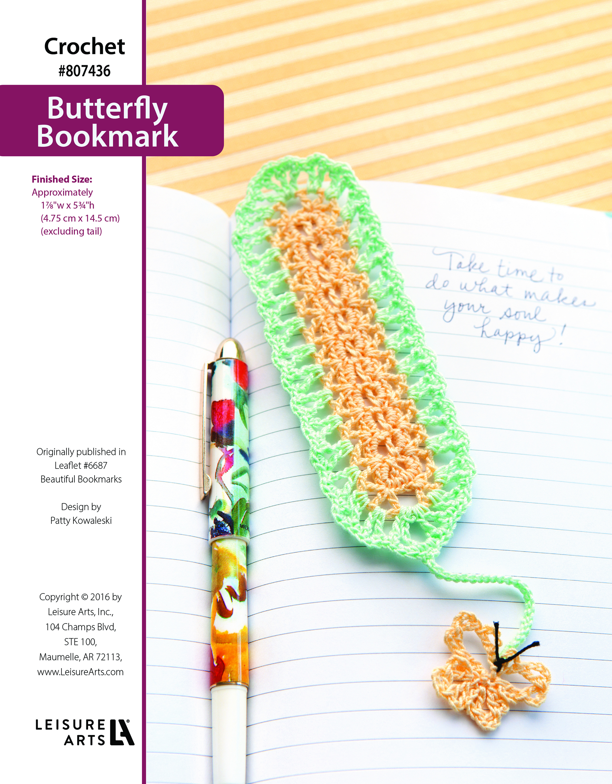 Leisure Arts ePattern Butterfly Bookmark