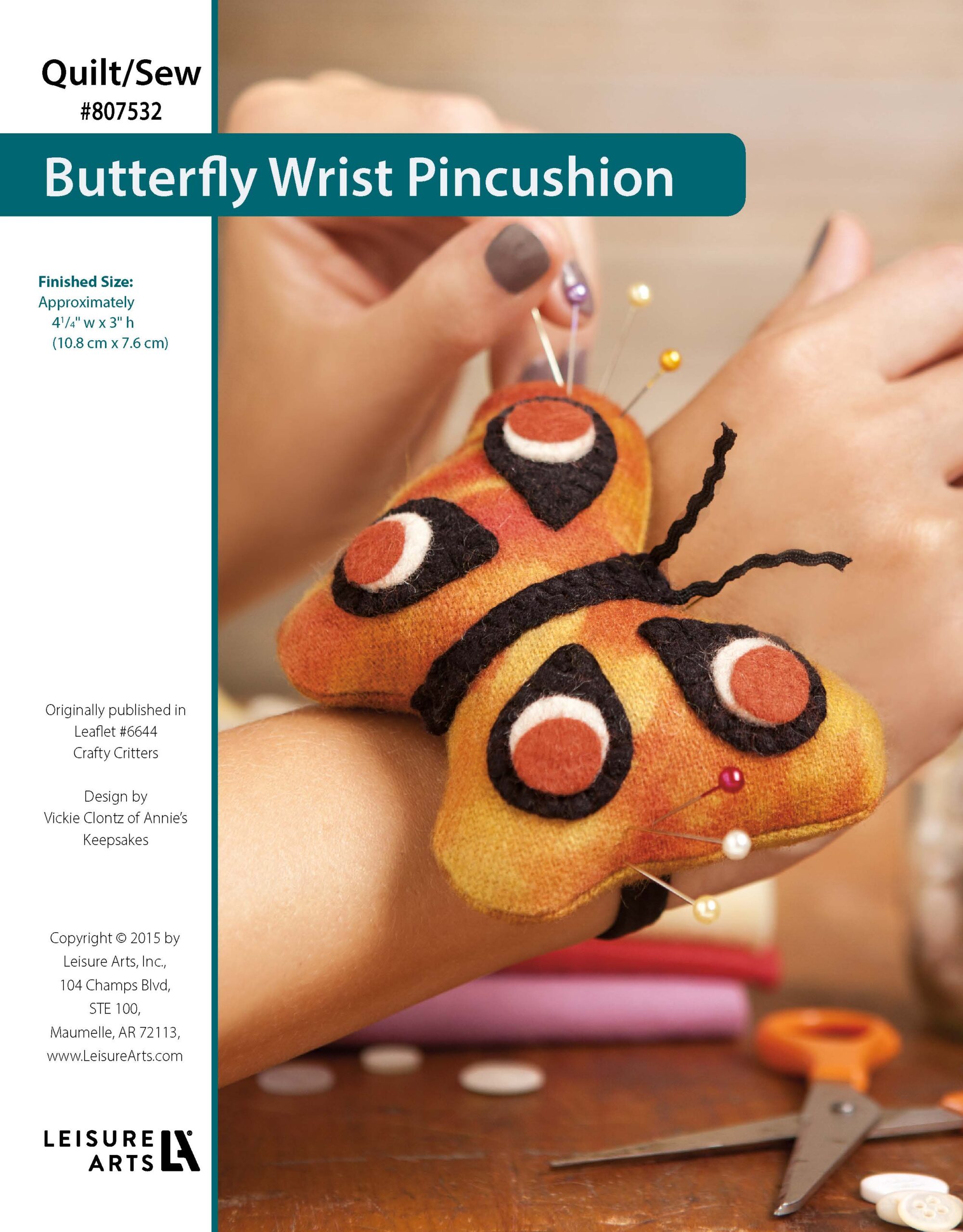 Leisure Arts Crafty Critters Butterfly Wrist Pincushion ePattern