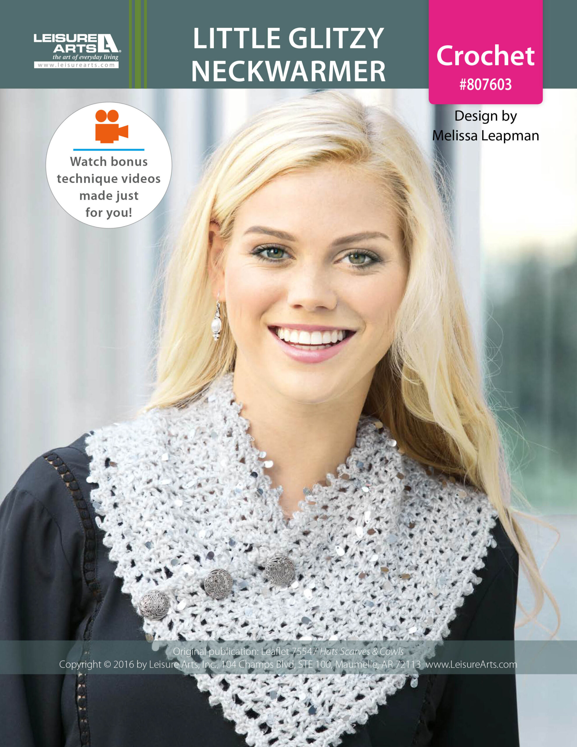 Leisure Arts Hats Scarves Cowls Little Glitzy Neckwarmer Crochet ePattern