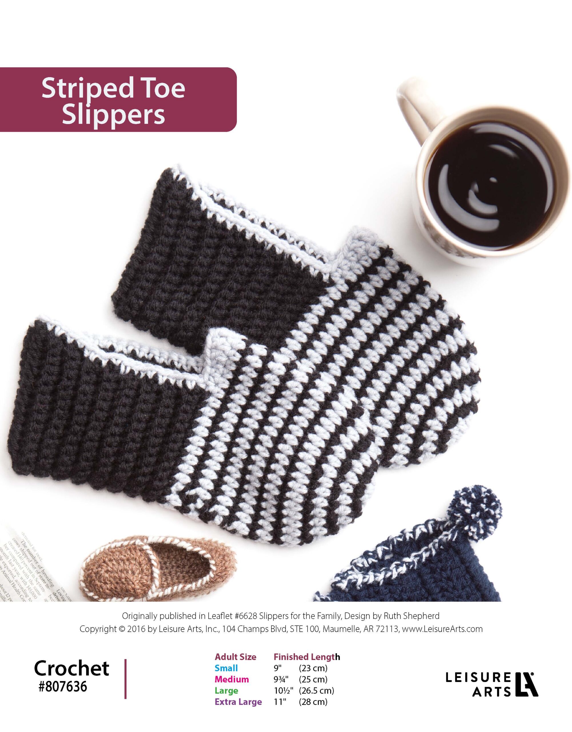 Leisure Arts Crochet Slippers For The Family Striped Toe ePattern