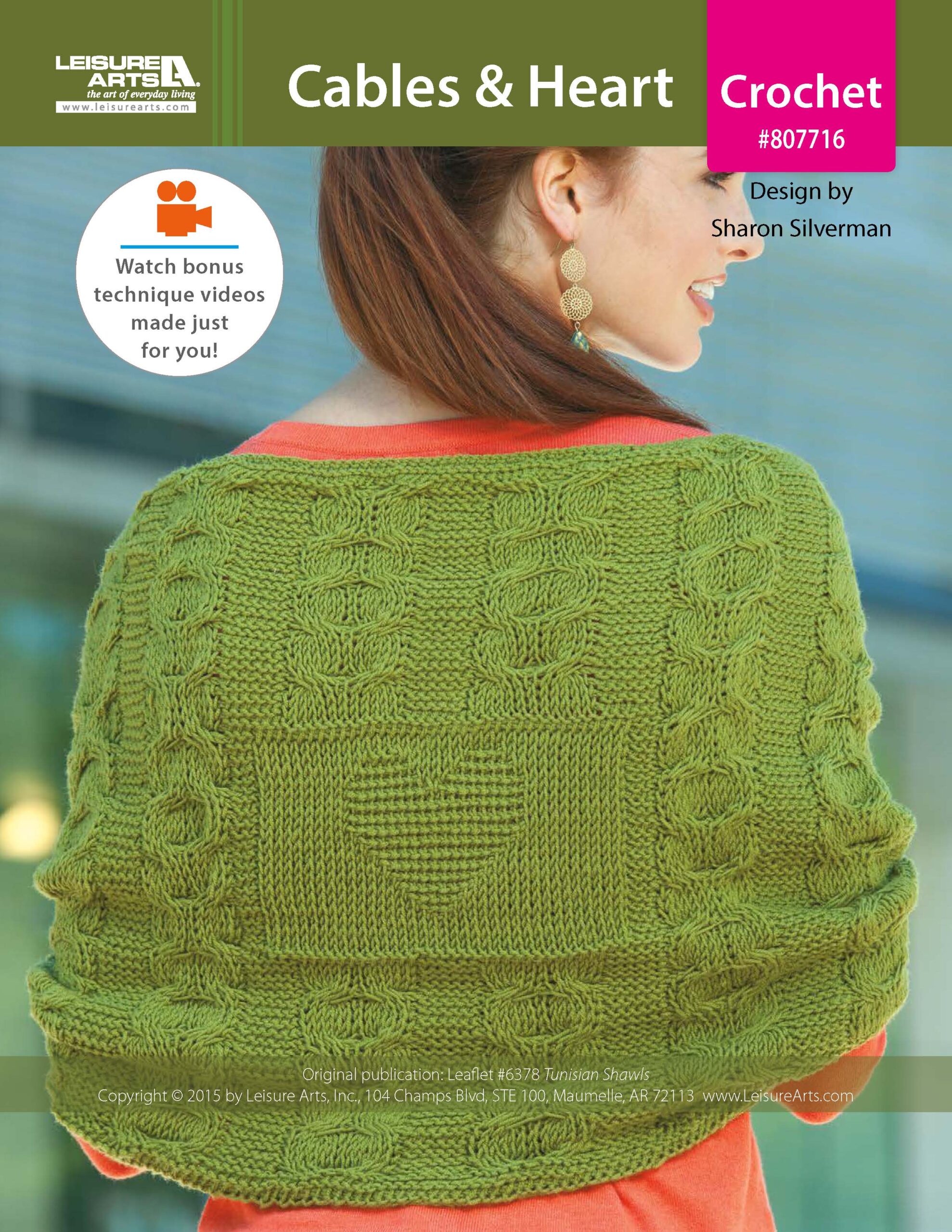 Leisure Arts Tunisian Shawls Cables Heart Crochet ePattern