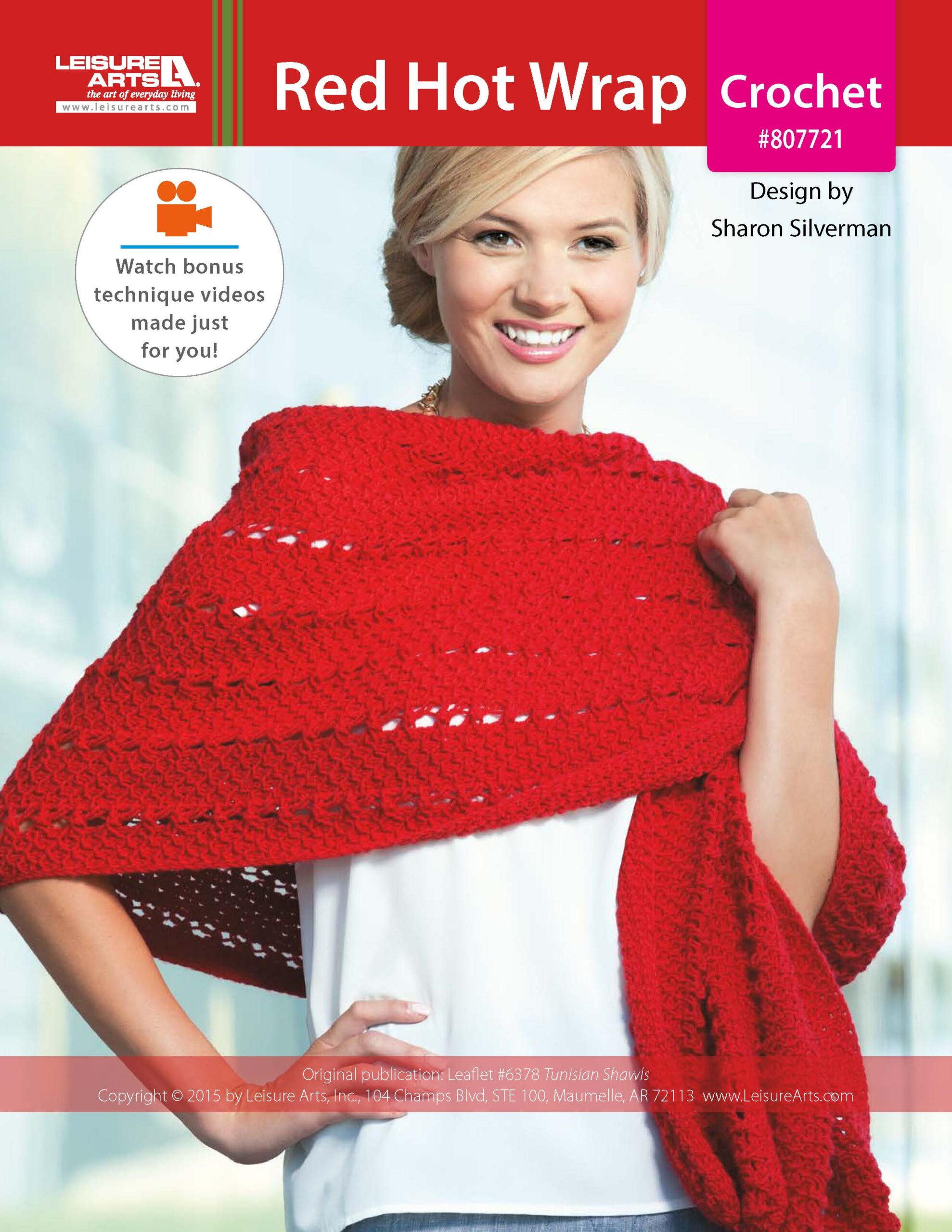 Leisure Arts Tunisian Shawls Red Hot Wrap Crochet ePattern