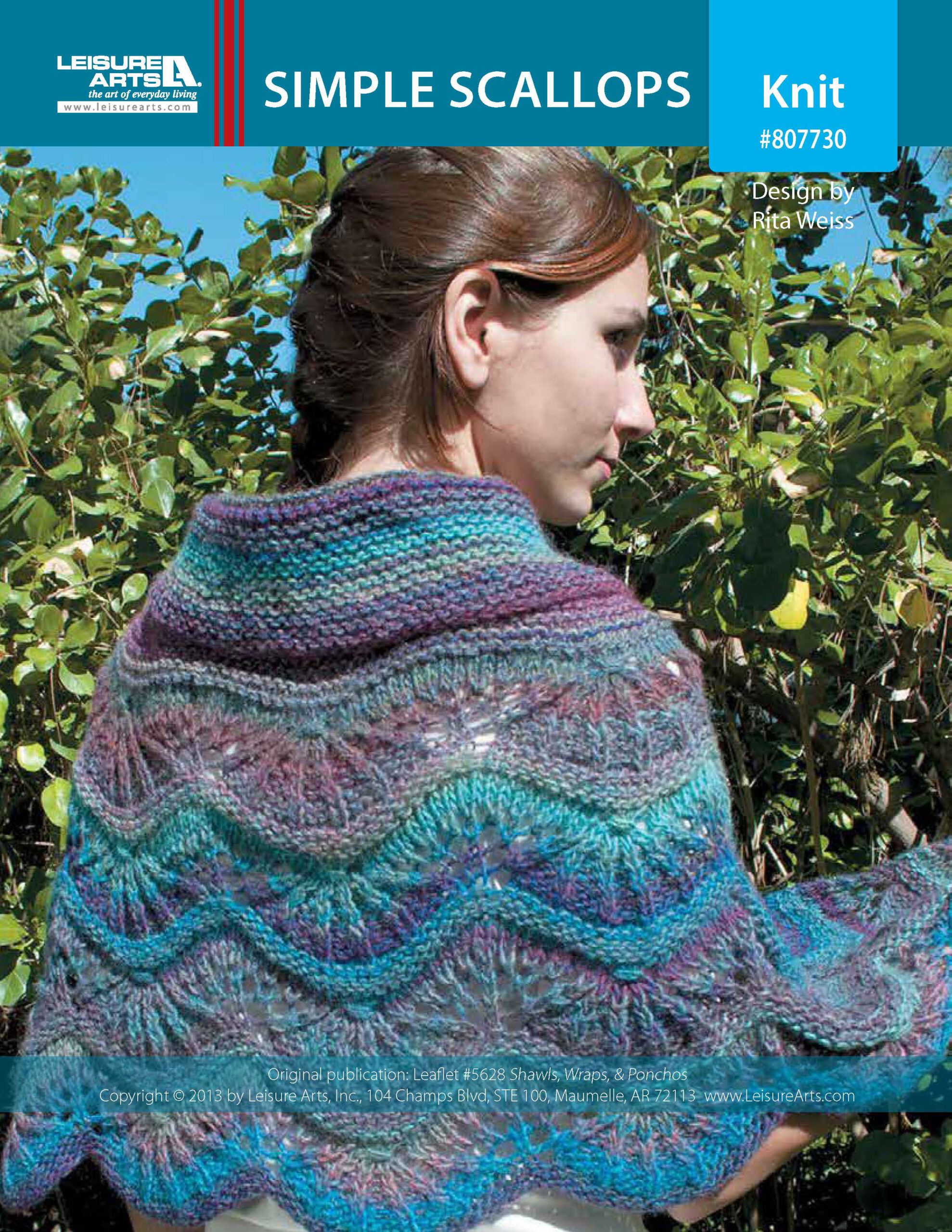 Leisure Arts Shawls Wraps Ponchos Simple Scallops Knit ePattern