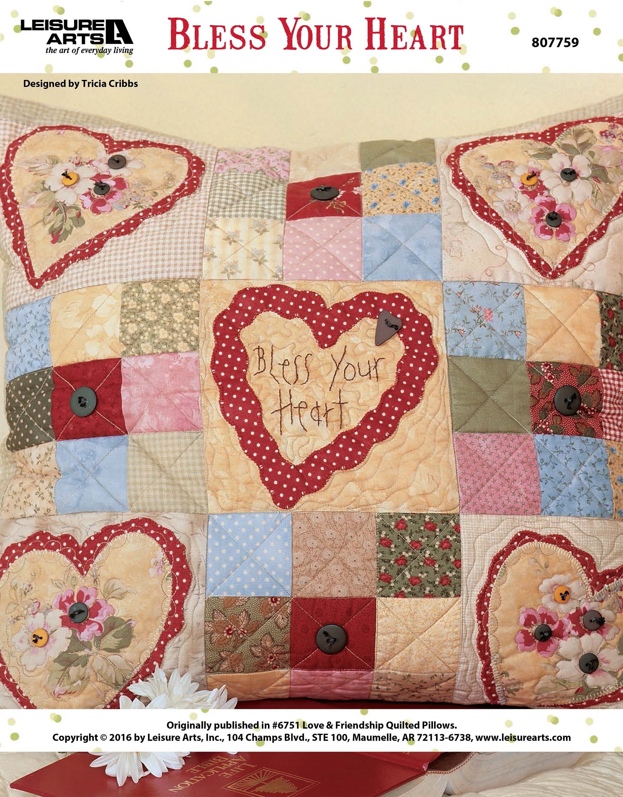 Leisure Arts Love Friendship Quilted Pillows Bless Your Heart Quilt ePattern