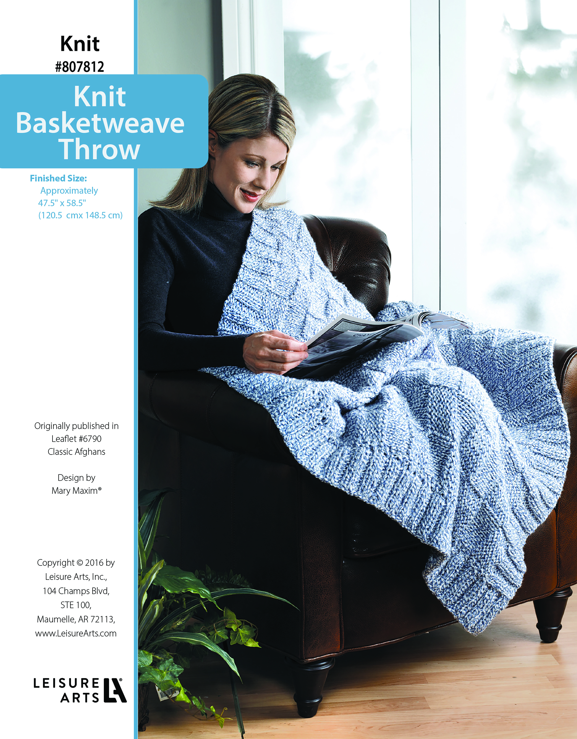 Leisure Arts ePattern Knit Basketweave Throw