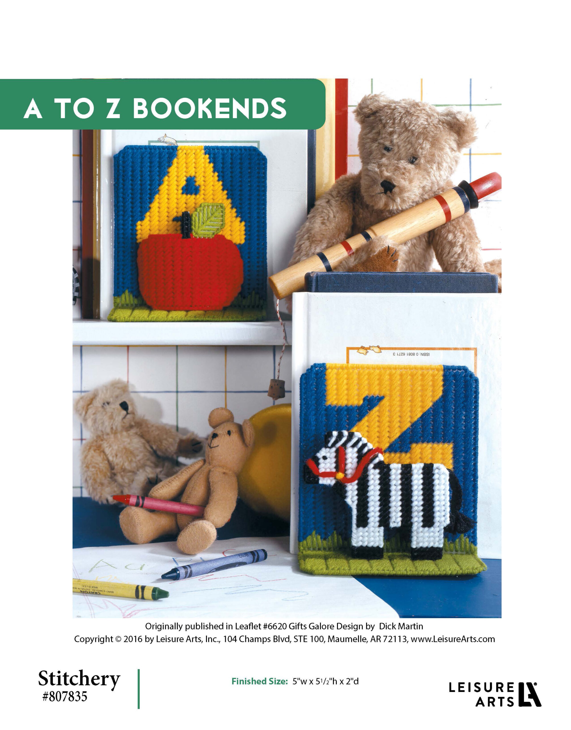 Leisure Arts Gifts Galore In Plastic Canvas A to Z Bookends ePattern