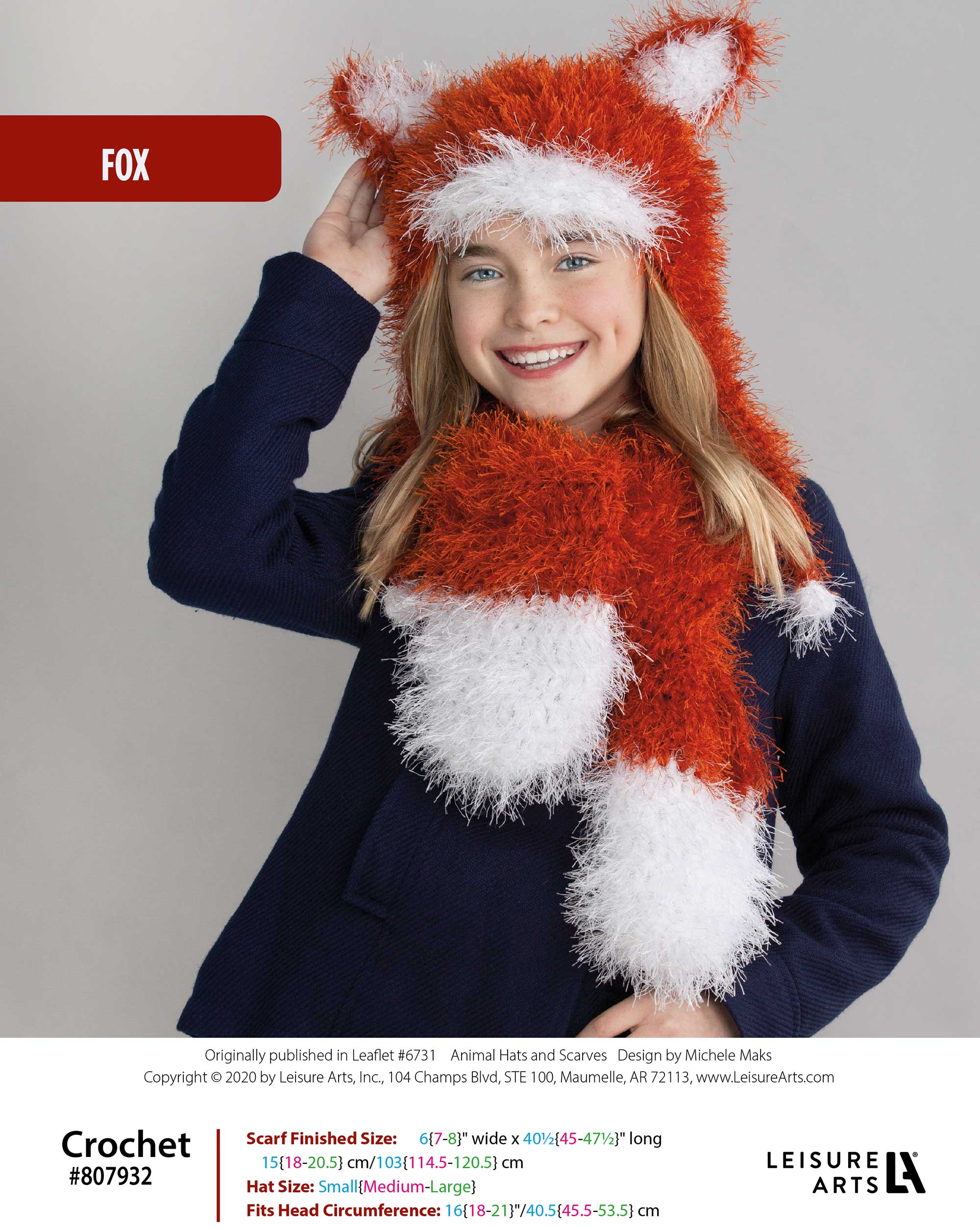 Leisure Arts Animal Hats Scarves Fox Crochet ePattern