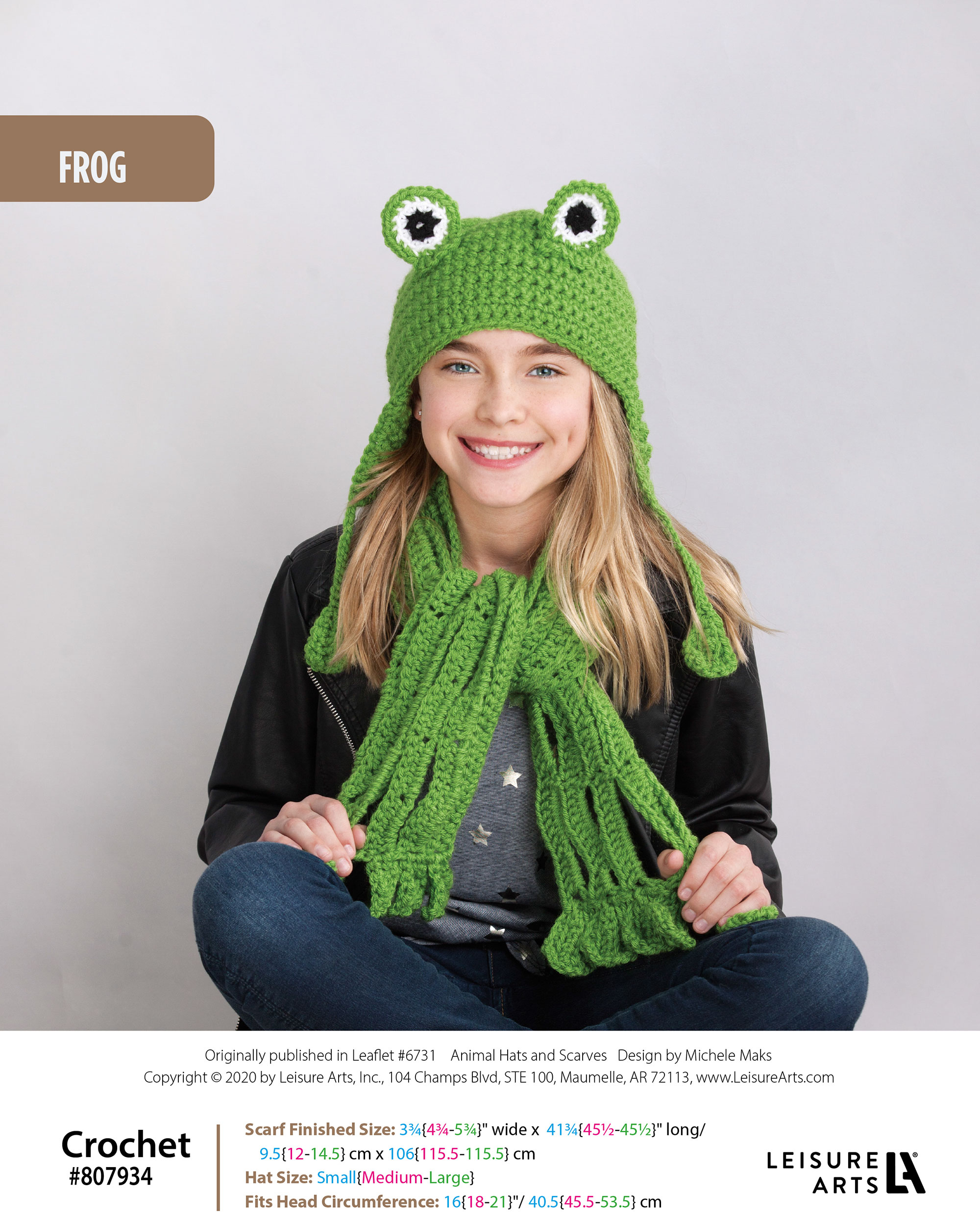 Leisure Arts Animal Hats Scarves Frog Crochet ePattern