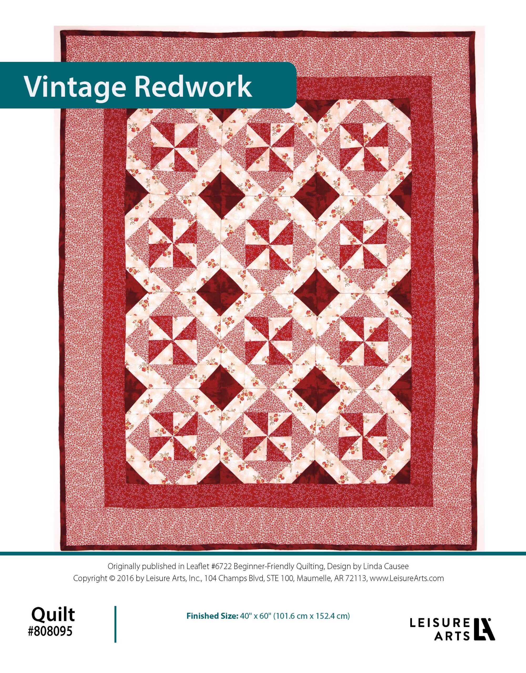 Leisure Arts Beginner Friendly Quilting Vintage Redwork ePattern