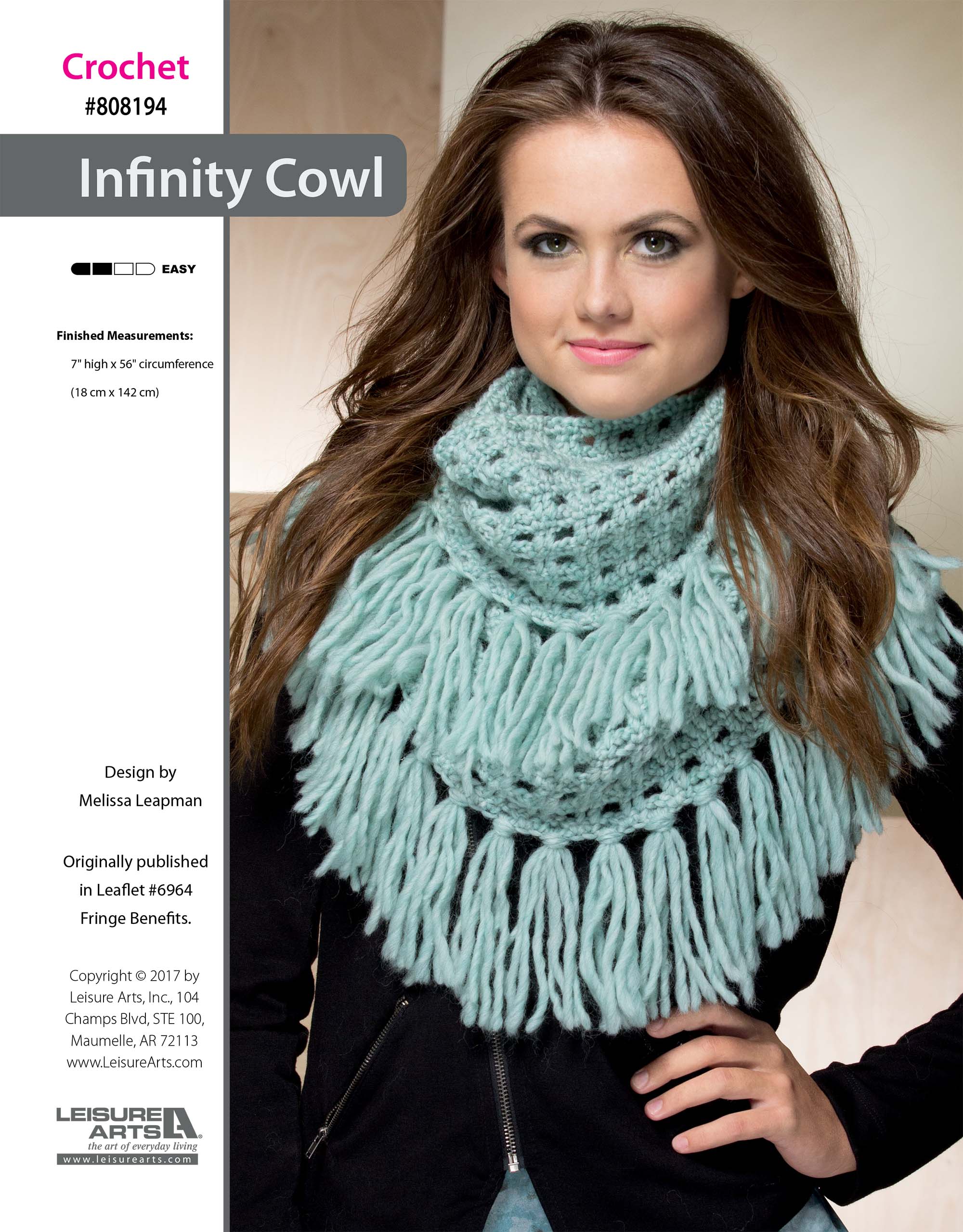 Leisure Arts Fringe Benefits Infinity Cowl Crochet ePattern