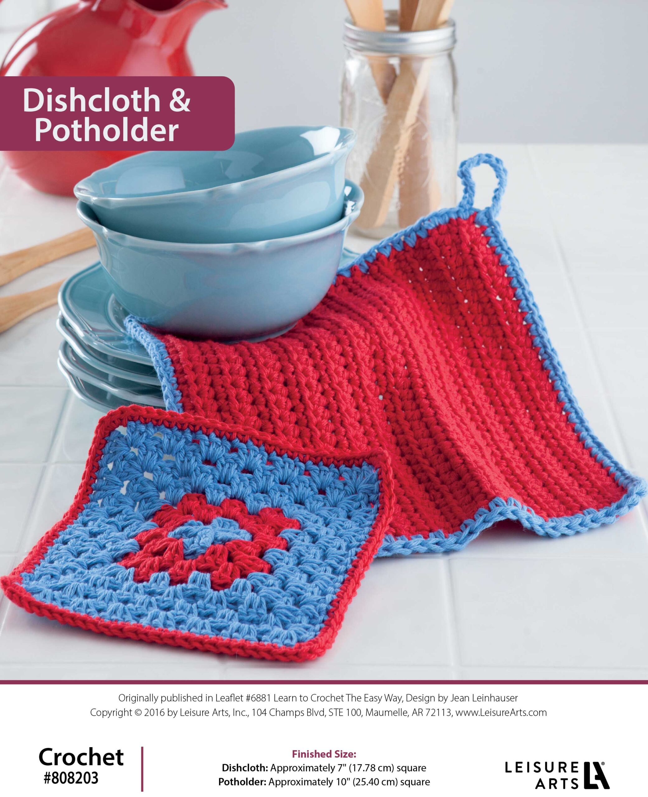 Leisure Arts Learn To Crochet The Easy Way Dishcloth Potholder ePattern