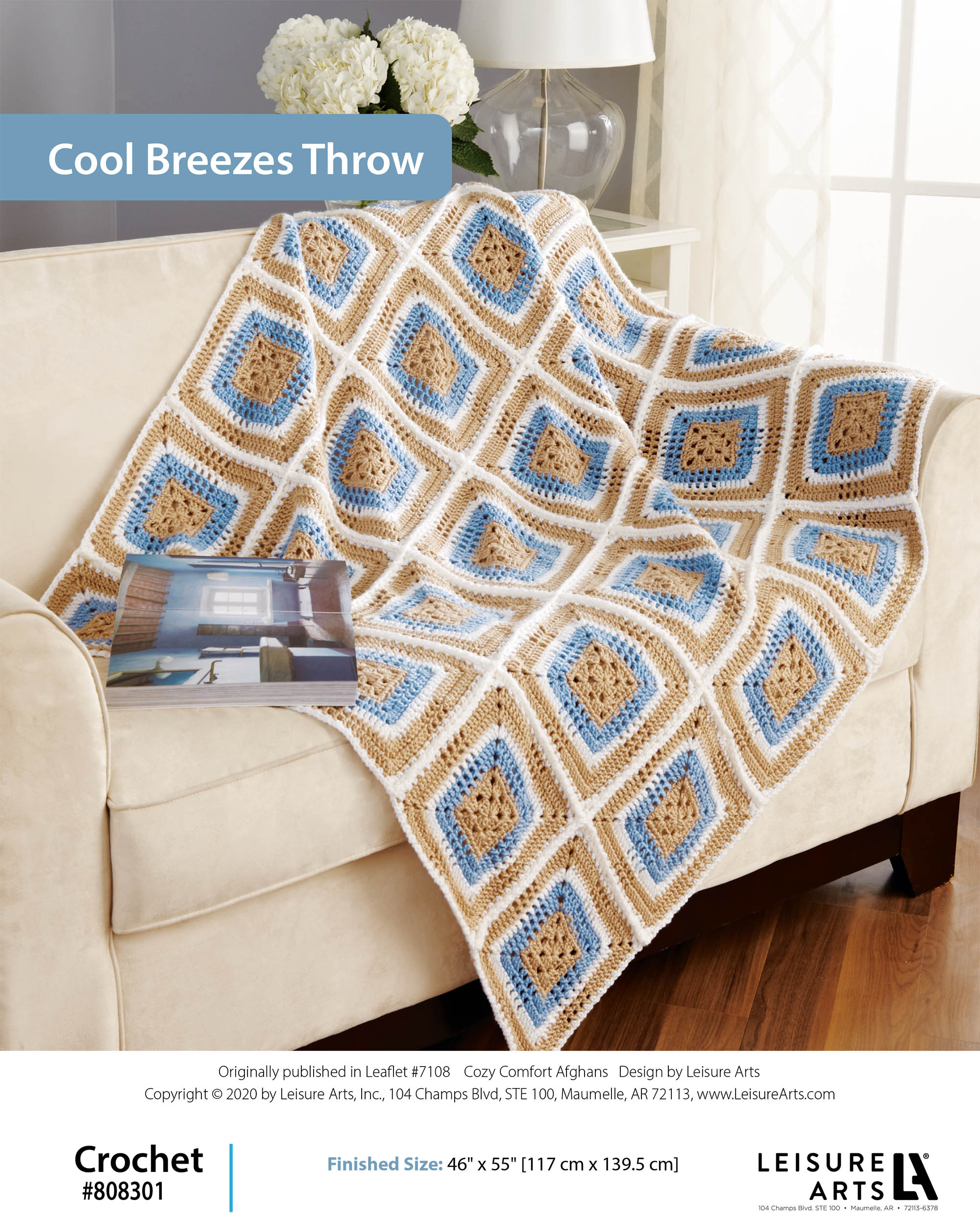 Leisure Arts Cozy Comfort Afghans Cool Breeze Throw Crochet ePattern