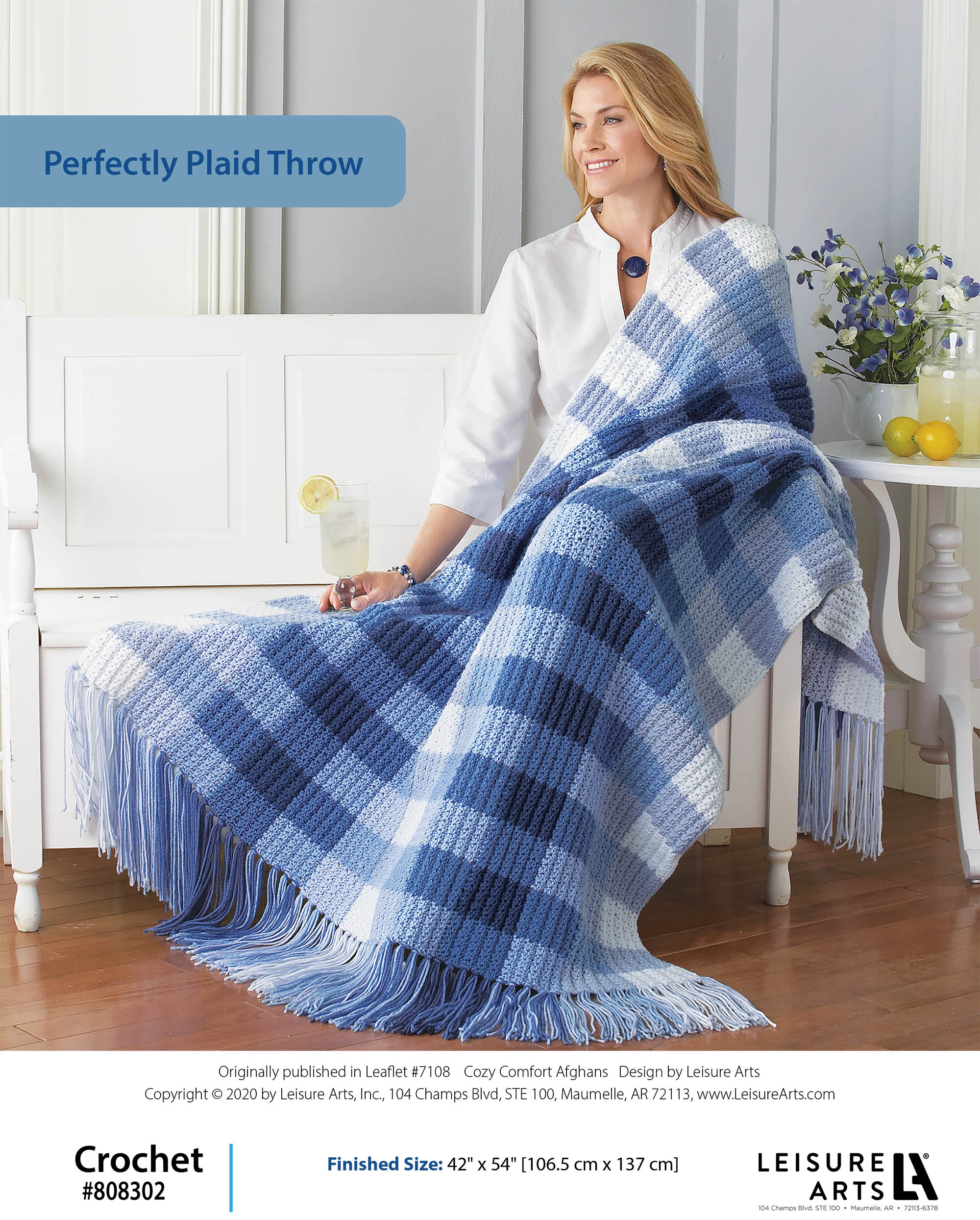 Leisure Arts Cozy Comfort Afghans Perfectly Plaid Crochet ePattern