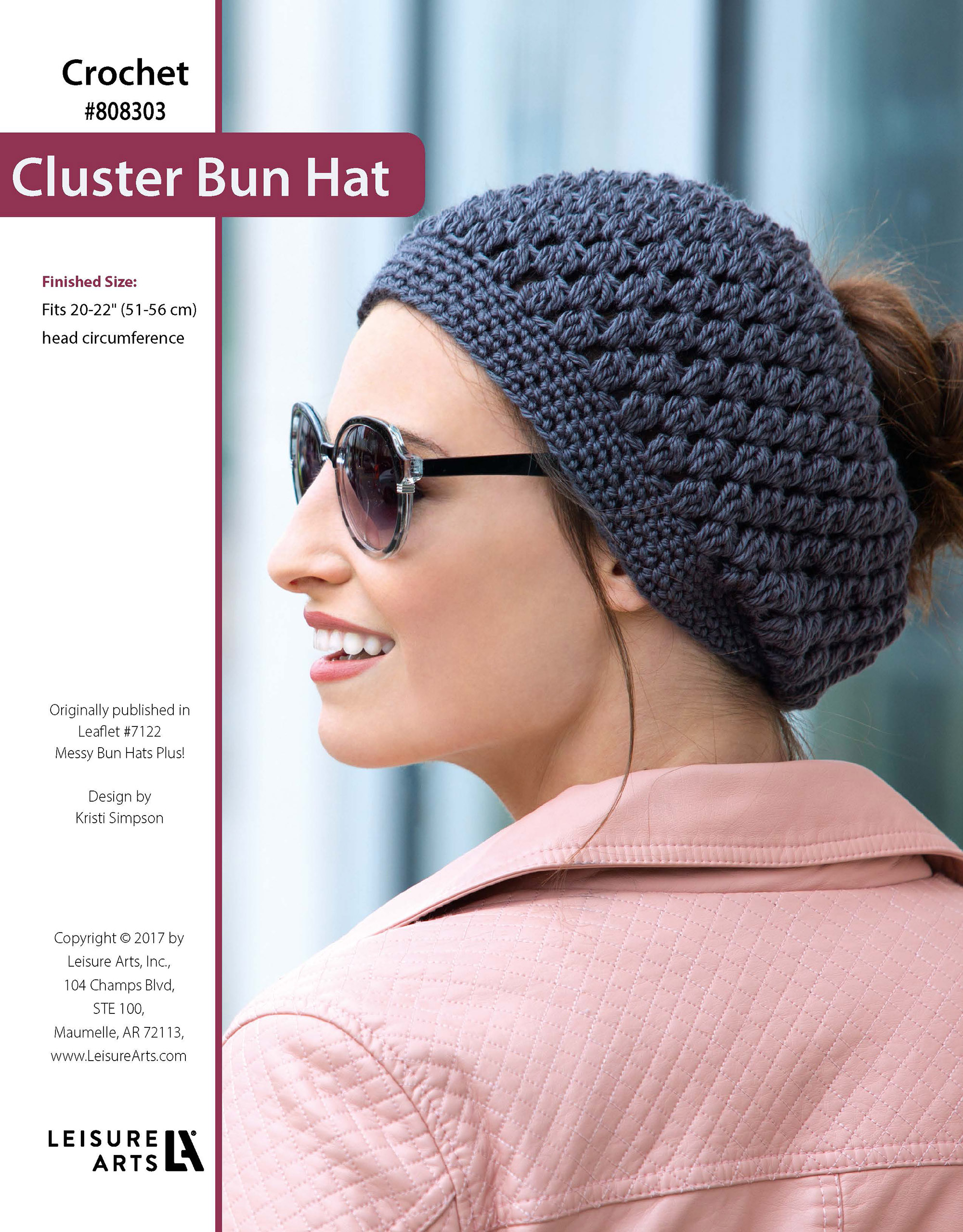 Leisure Arts Messy Bun HatsPlus Cluster Bun Hat Crochet ePattern