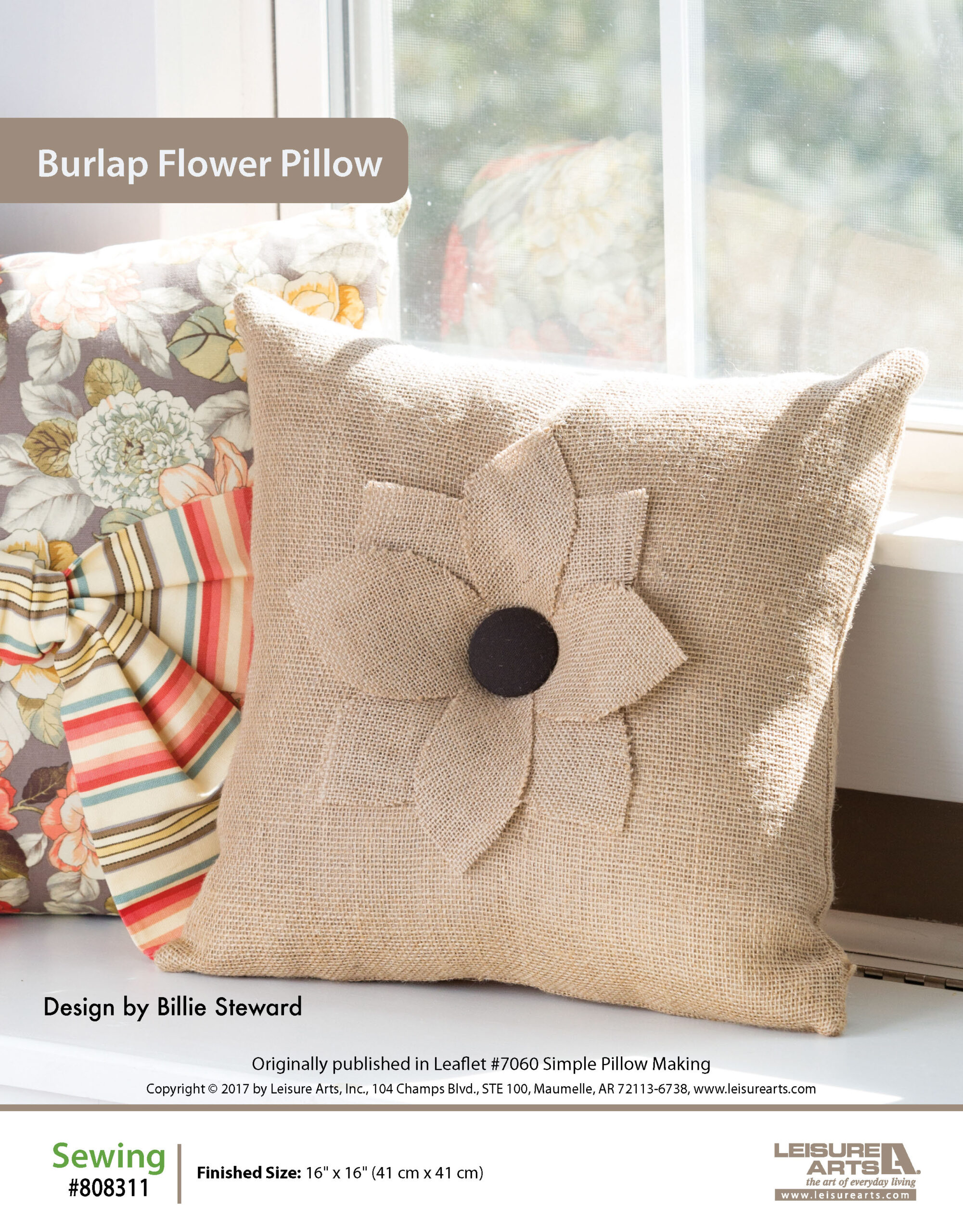 Leisure Arts ePattern Burlap Flower Pillow
