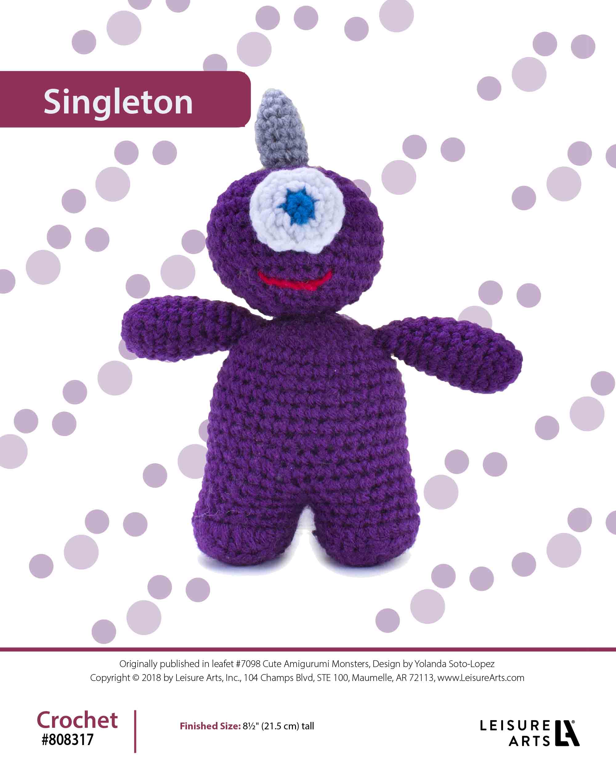 Leisure Arts Cute Amigurumi Monster Singleton Crochet ePattern