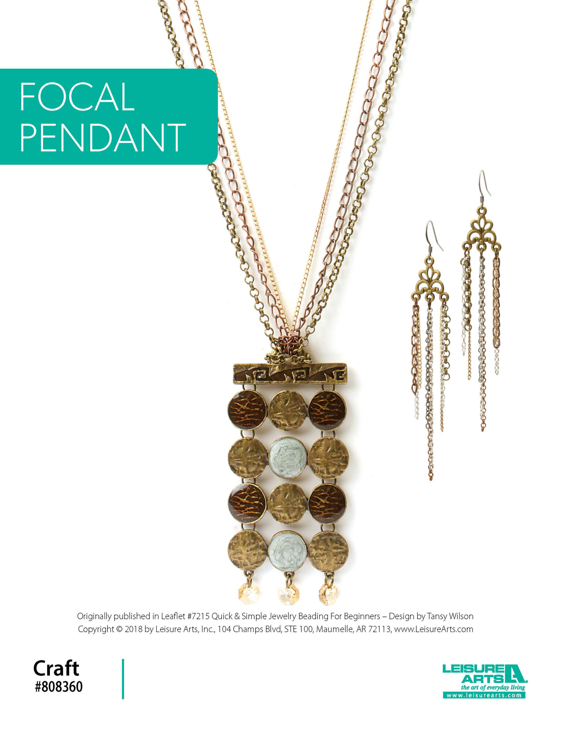 Leisure Arts Quick Simple Jewelry Beading For Beginners Focal Pendant ePattern